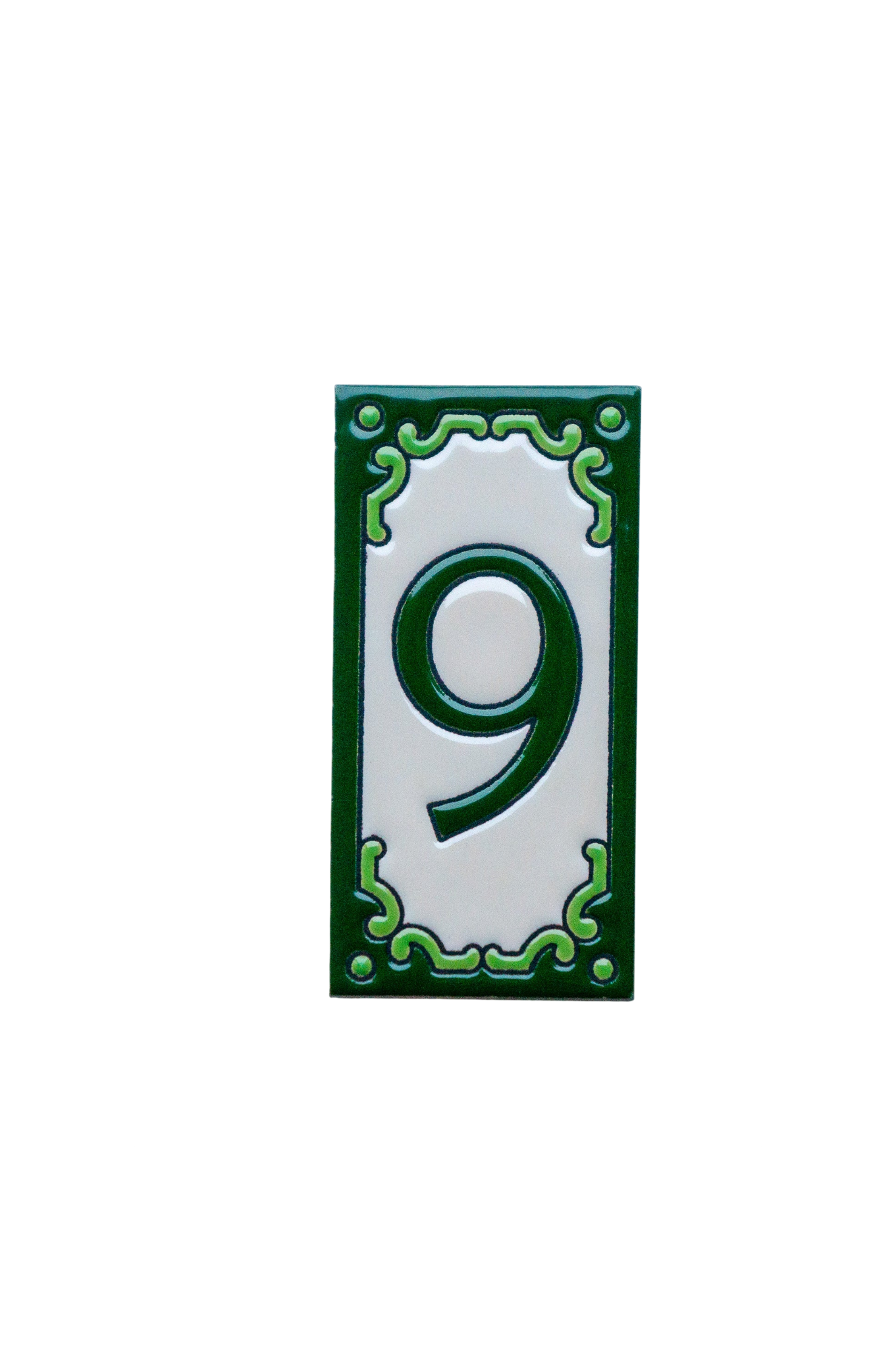 Jacho Green | Ceramic Door Number Tile & Frame – 5.5cm x 11cm (2.17" x 4.33")