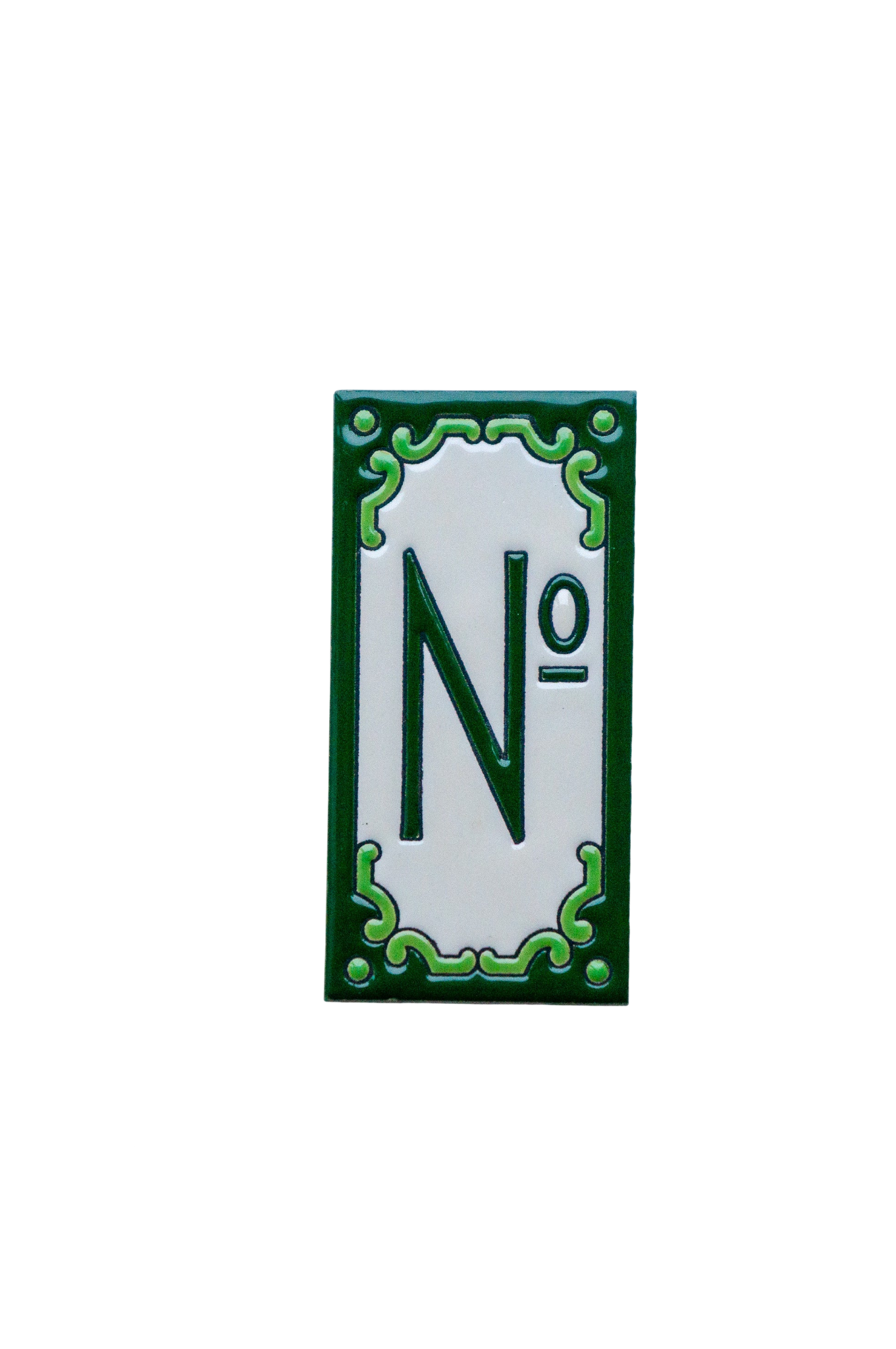 Jacho Green | Ceramic Door Number Tile & Frame – 5.5cm x 11cm (2.17" x 4.33")
