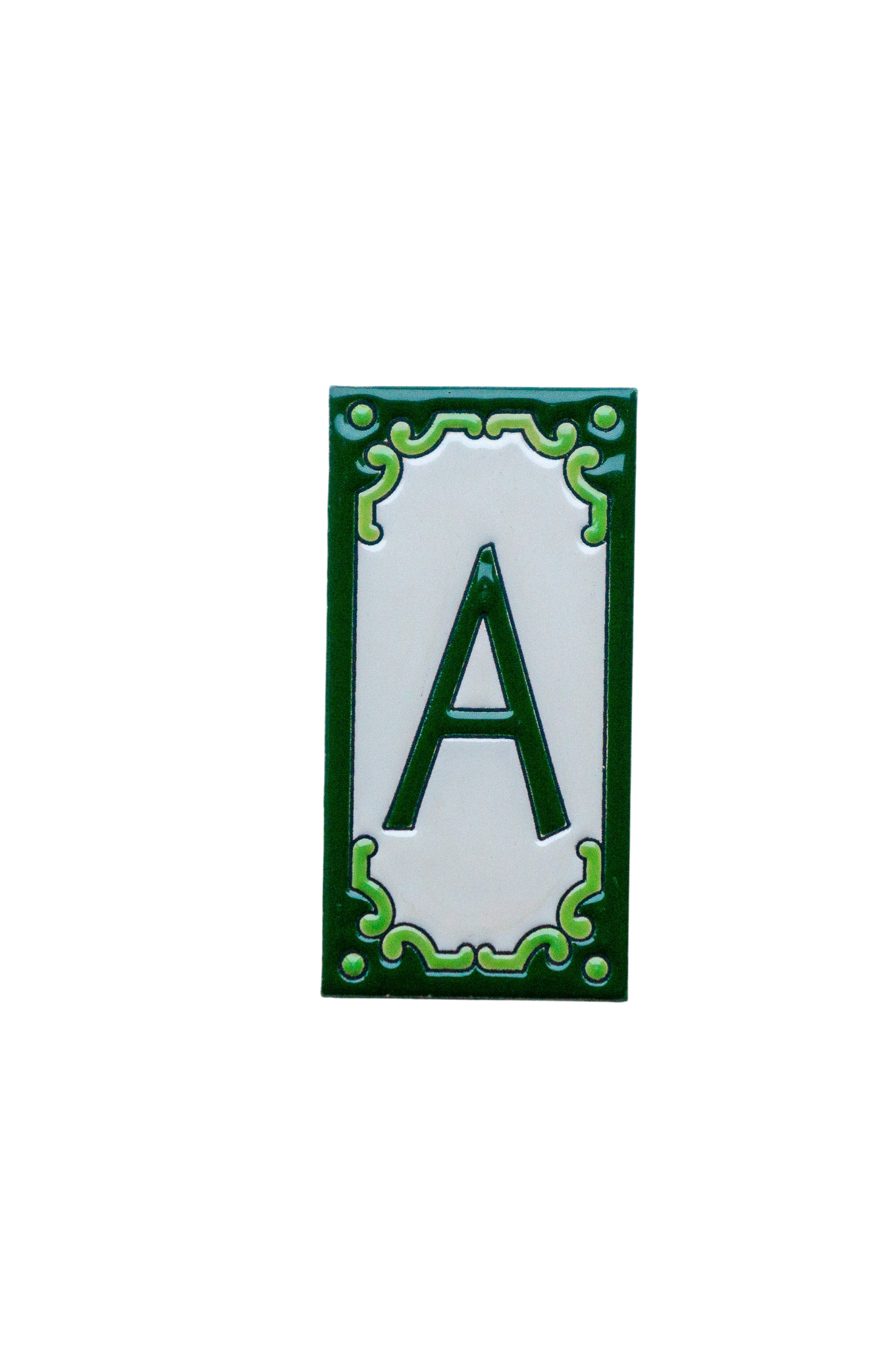 Jacho Green | Ceramic Door Number Tile & Frame – 5.5cm x 11cm (2.17" x 4.33")