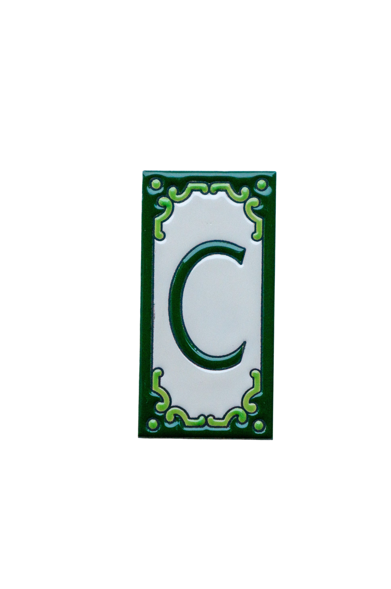 Jacho Green | Ceramic Door Number Tile & Frame – 5.5cm x 11cm (2.17" x 4.33")