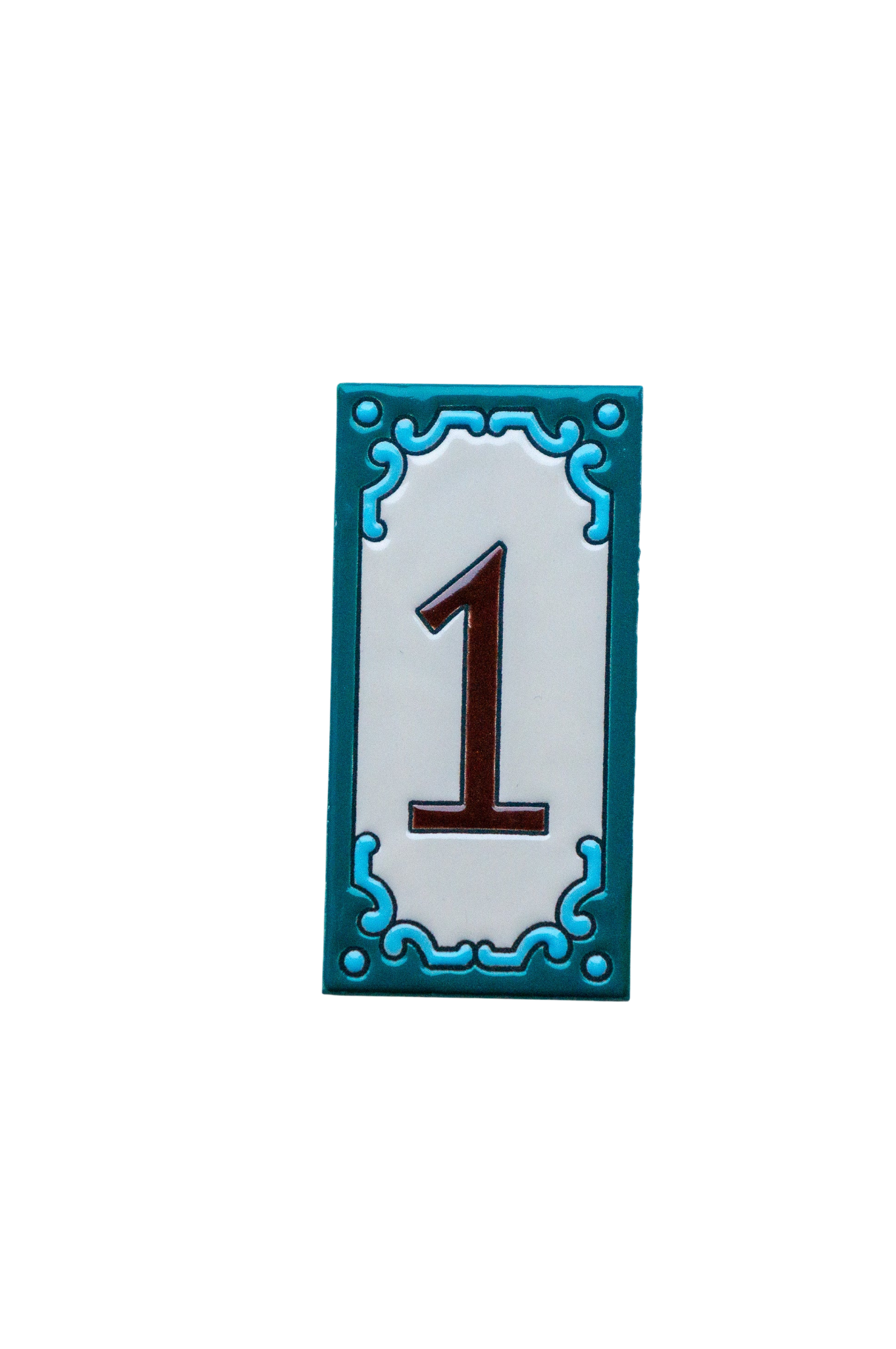 Jacho Turquoise | Ceramic Door Number Tile & Frame – 5.5cmx11cm (2.17"x4.33")