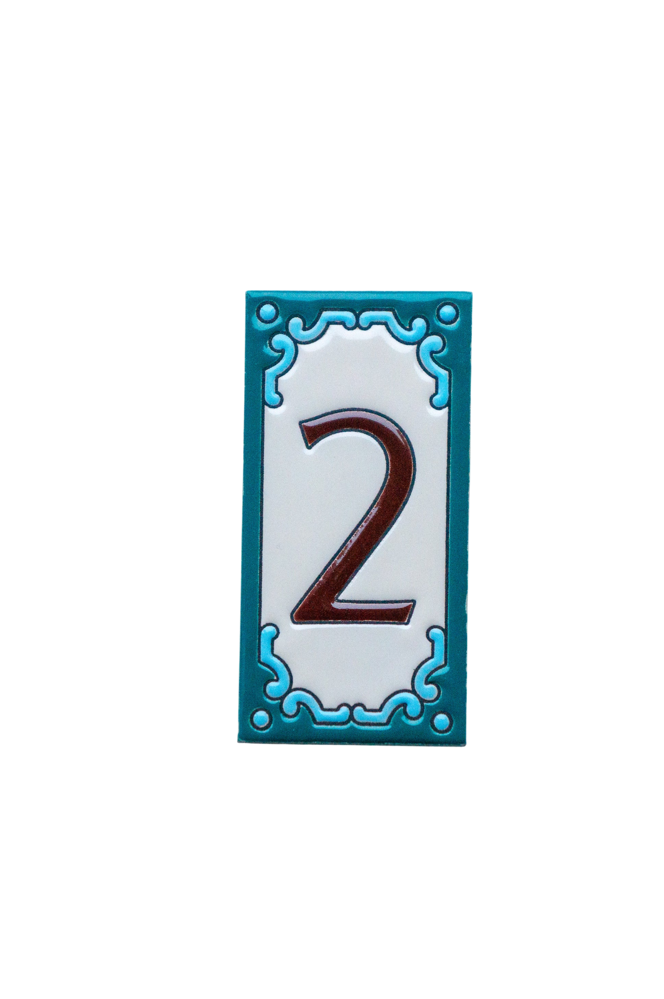 Jacho Turquoise | Ceramic Door Number Tile & Frame – 5.5cmx11cm (2.17"x4.33")