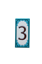 Jacho Turquoise | Ceramic Door Number Tile & Frame – 5.5cmx11cm (2.17"x4.33")