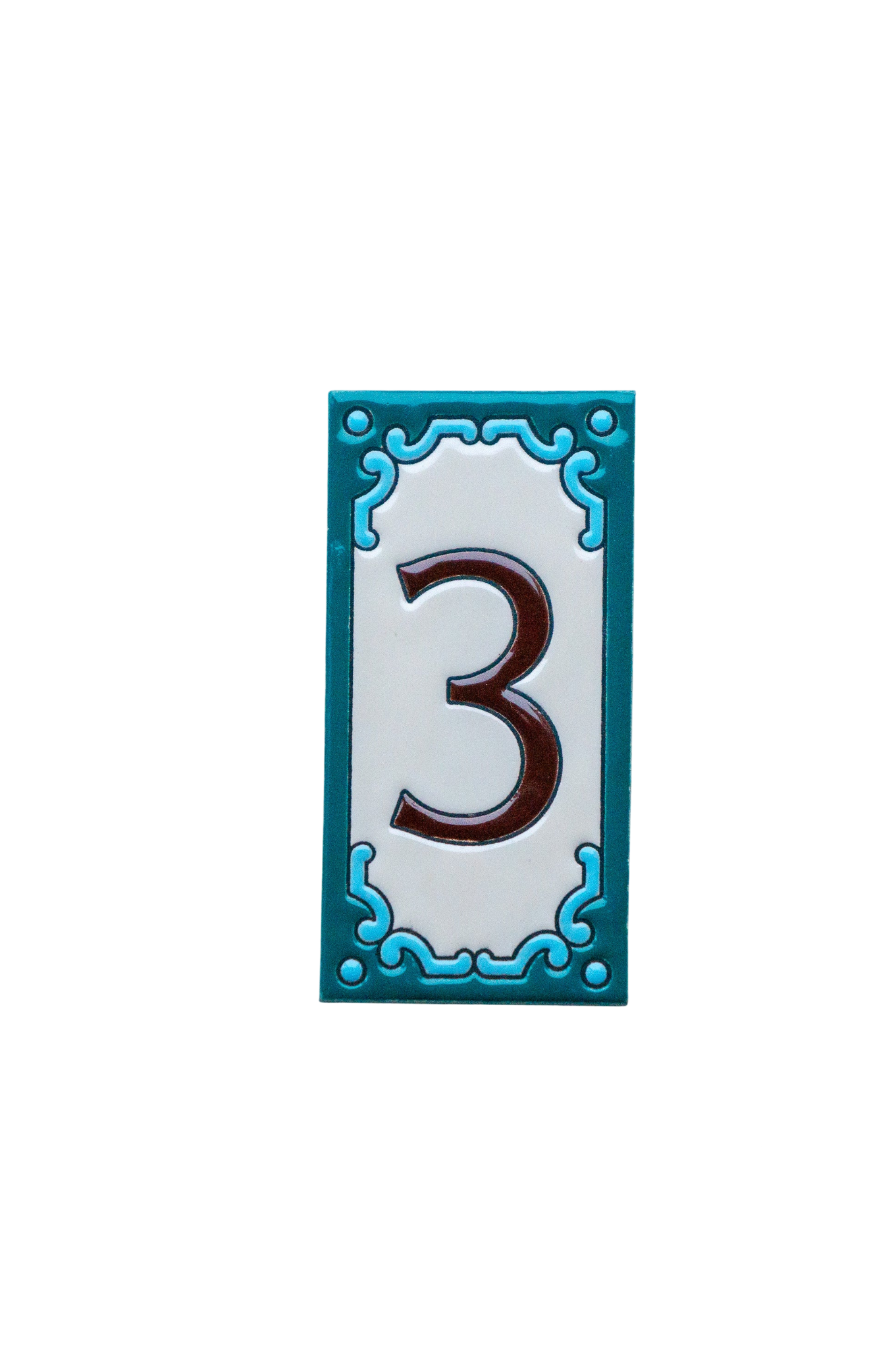 Jacho Turquoise | Ceramic Door Number Tile & Frame – 5.5cmx11cm (2.17"x4.33")