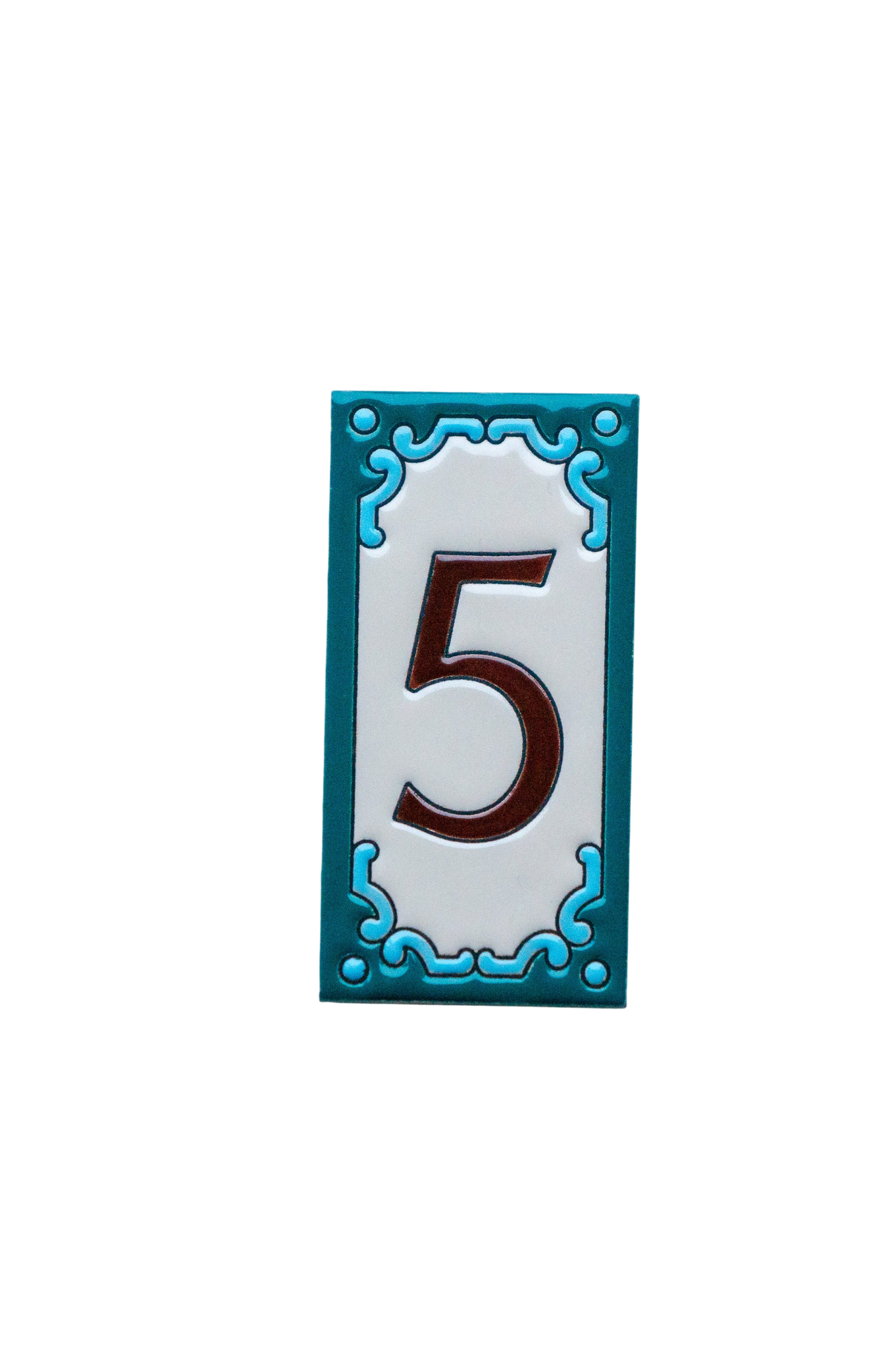 Jacho Turquoise | Ceramic Door Number Tile & Frame – 5.5cmx11cm (2.17"x4.33")