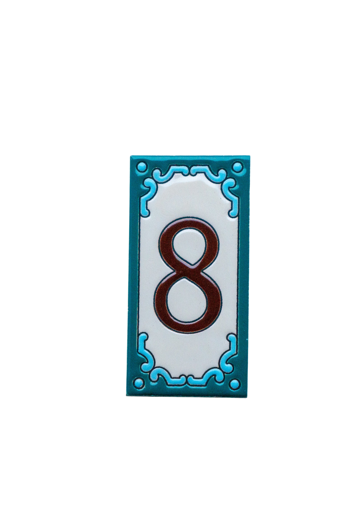 Jacho Turquoise | Ceramic Door Number Tile & Frame – 5.5cmx11cm (2.17"x4.33")