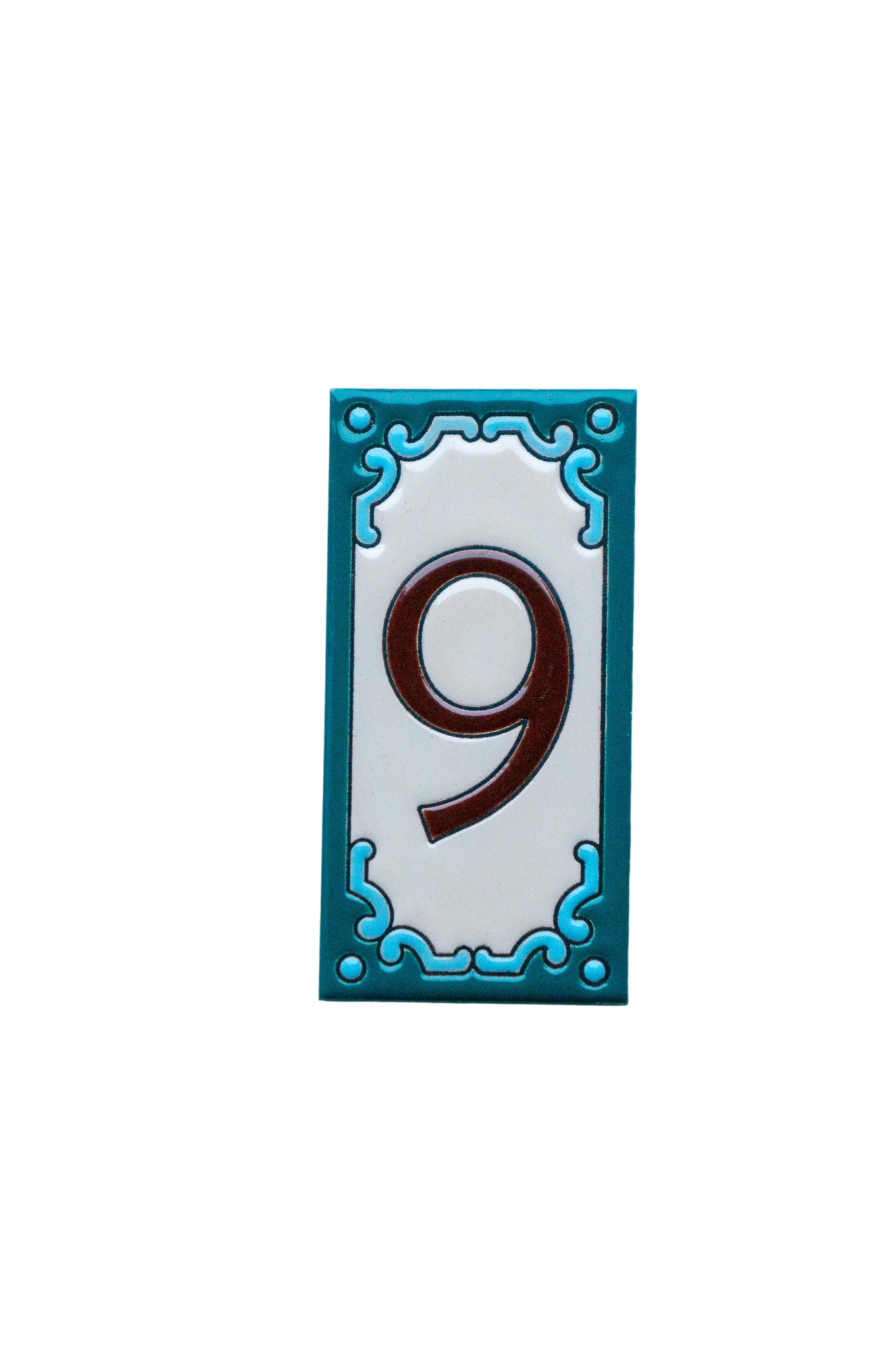Jacho Turquoise | Ceramic Door Number Tile & Frame – 5.5cmx11cm (2.17"x4.33")