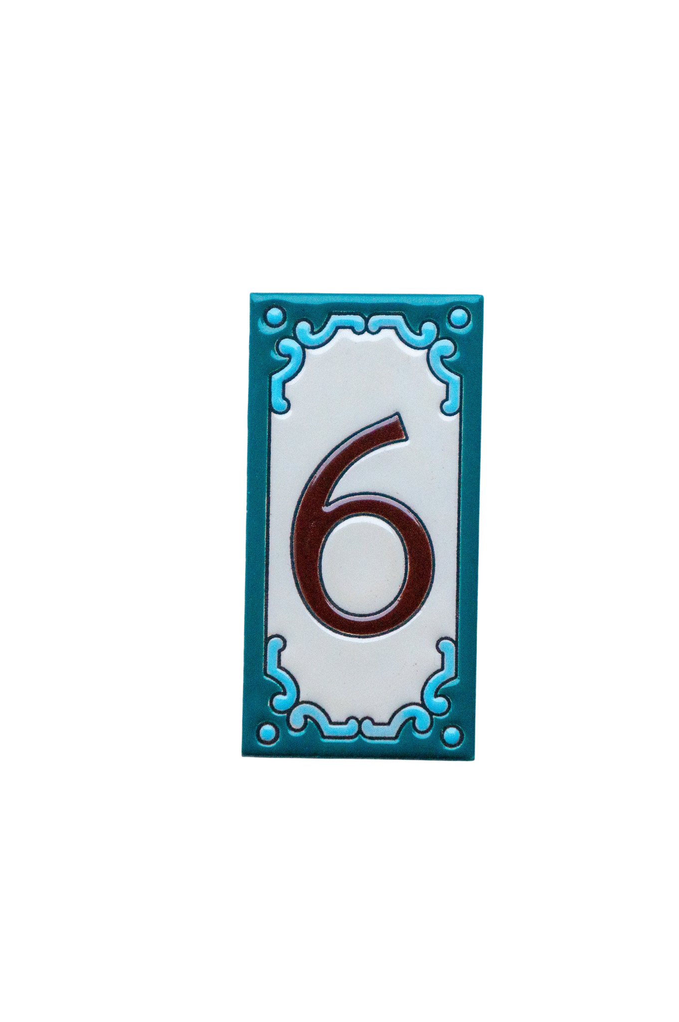 Jacho Turquoise | Ceramic Door Number Tile & Frame – 5.5cmx11cm (2.17"x4.33")