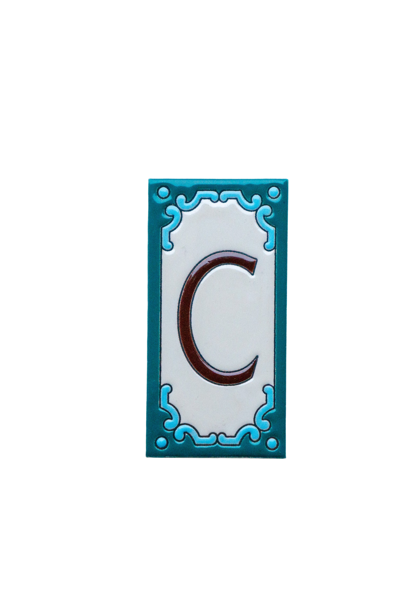 Jacho Turquoise | Ceramic Door Number Tile & Frame – 5.5cmx11cm (2.17"x4.33")