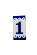 Desora Blue | Ceramic Door Number Tile & Frame – 5.5cm x 11cm (2.17" x 4.33")