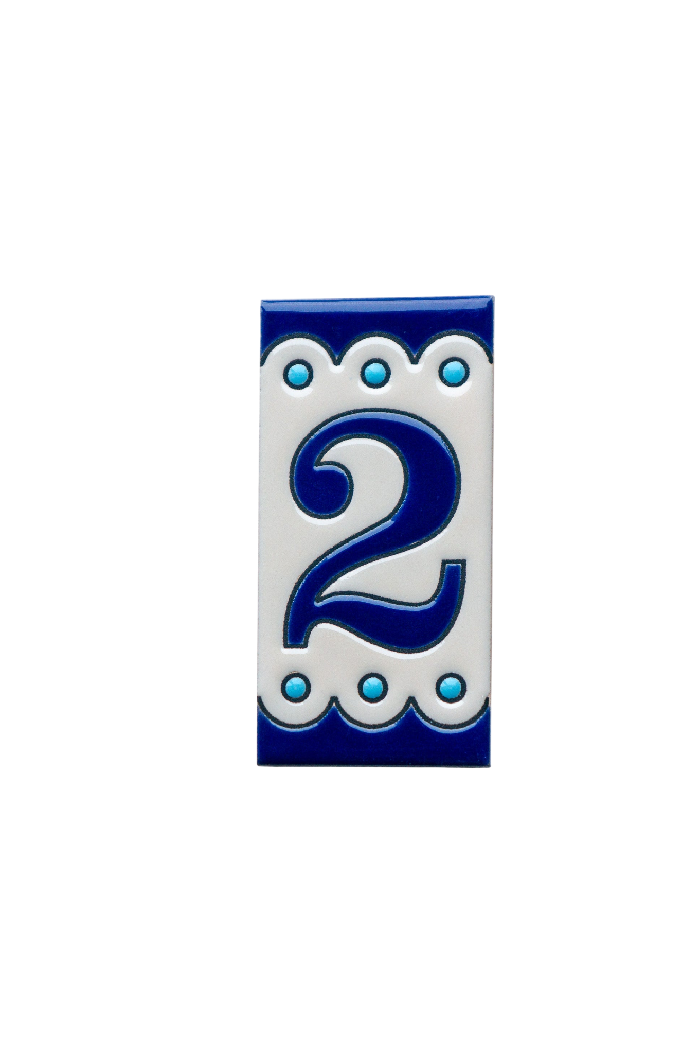 Desora Blue | Ceramic Door Number Tile & Frame – 5.5cm x 11cm (2.17" x 4.33")