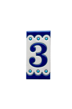 Desora Blue | Ceramic Door Number Tile & Frame – 5.5cm x 11cm (2.17" x 4.33")