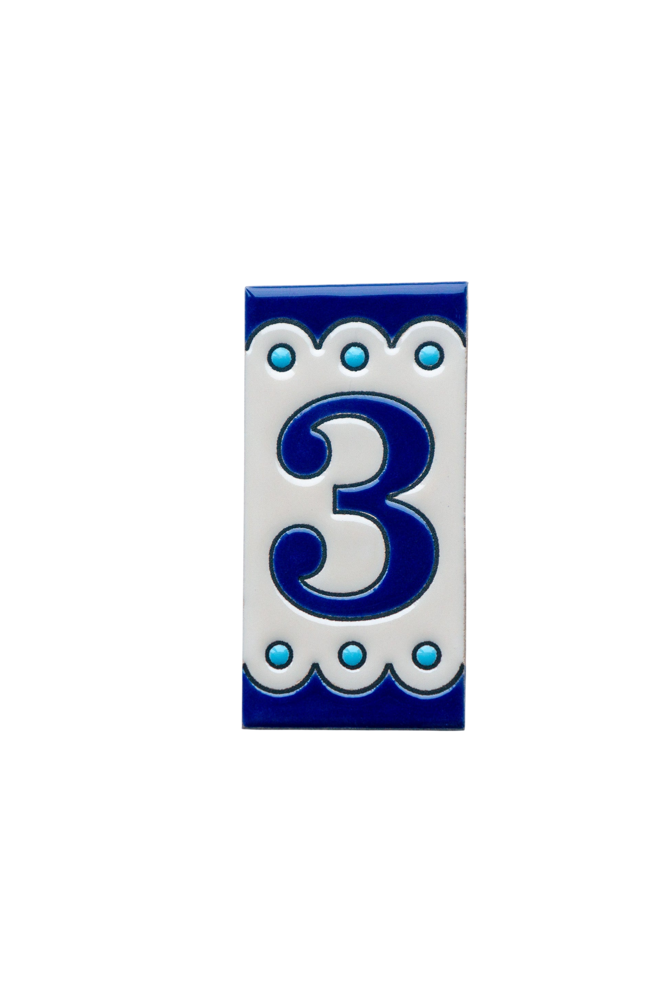 Desora Blue | Ceramic Door Number Tile & Frame – 5.5cm x 11cm (2.17" x 4.33")