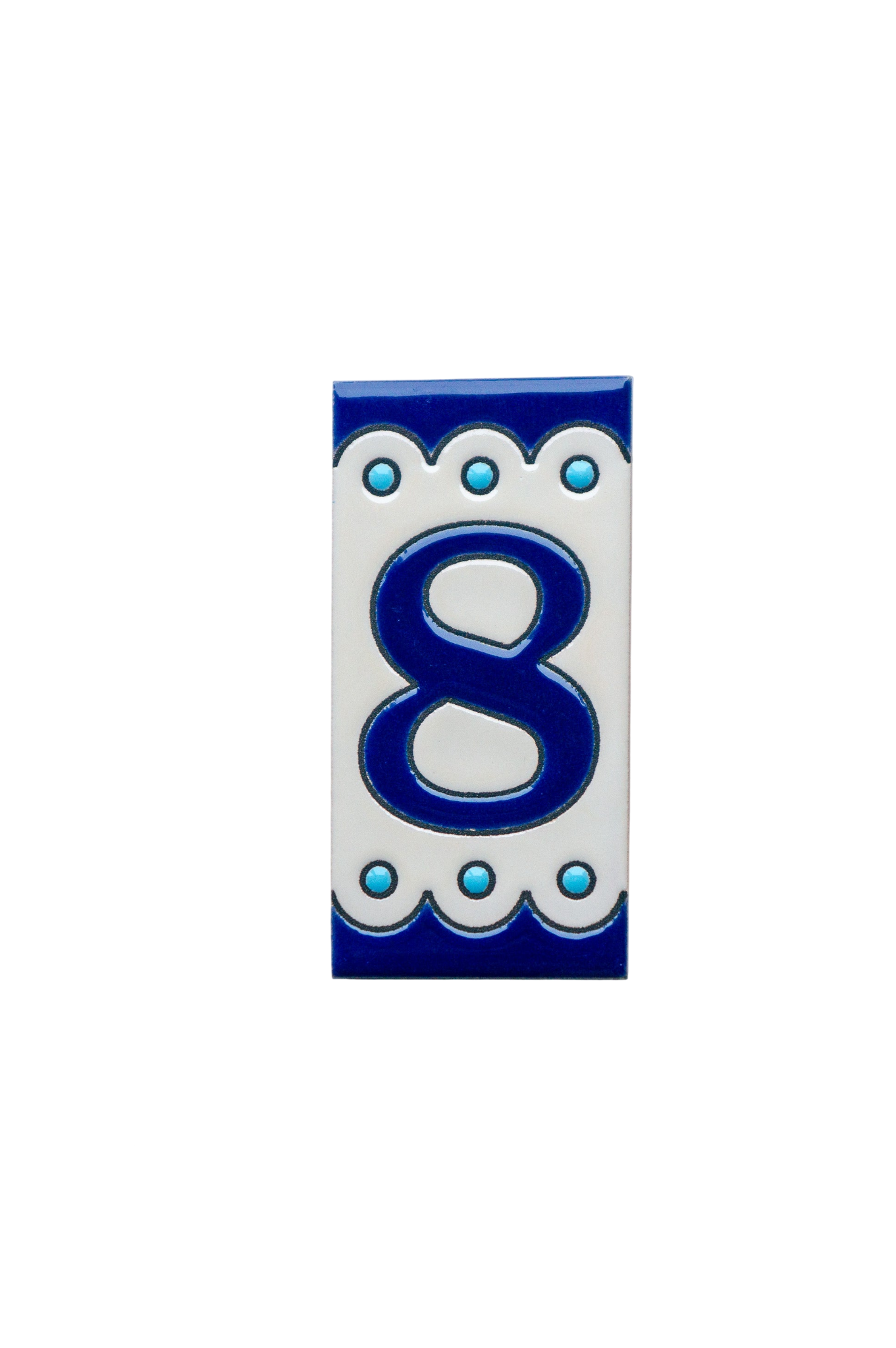 Desora Blue | Ceramic Door Number Tile & Frame – 5.5cm x 11cm (2.17" x 4.33")