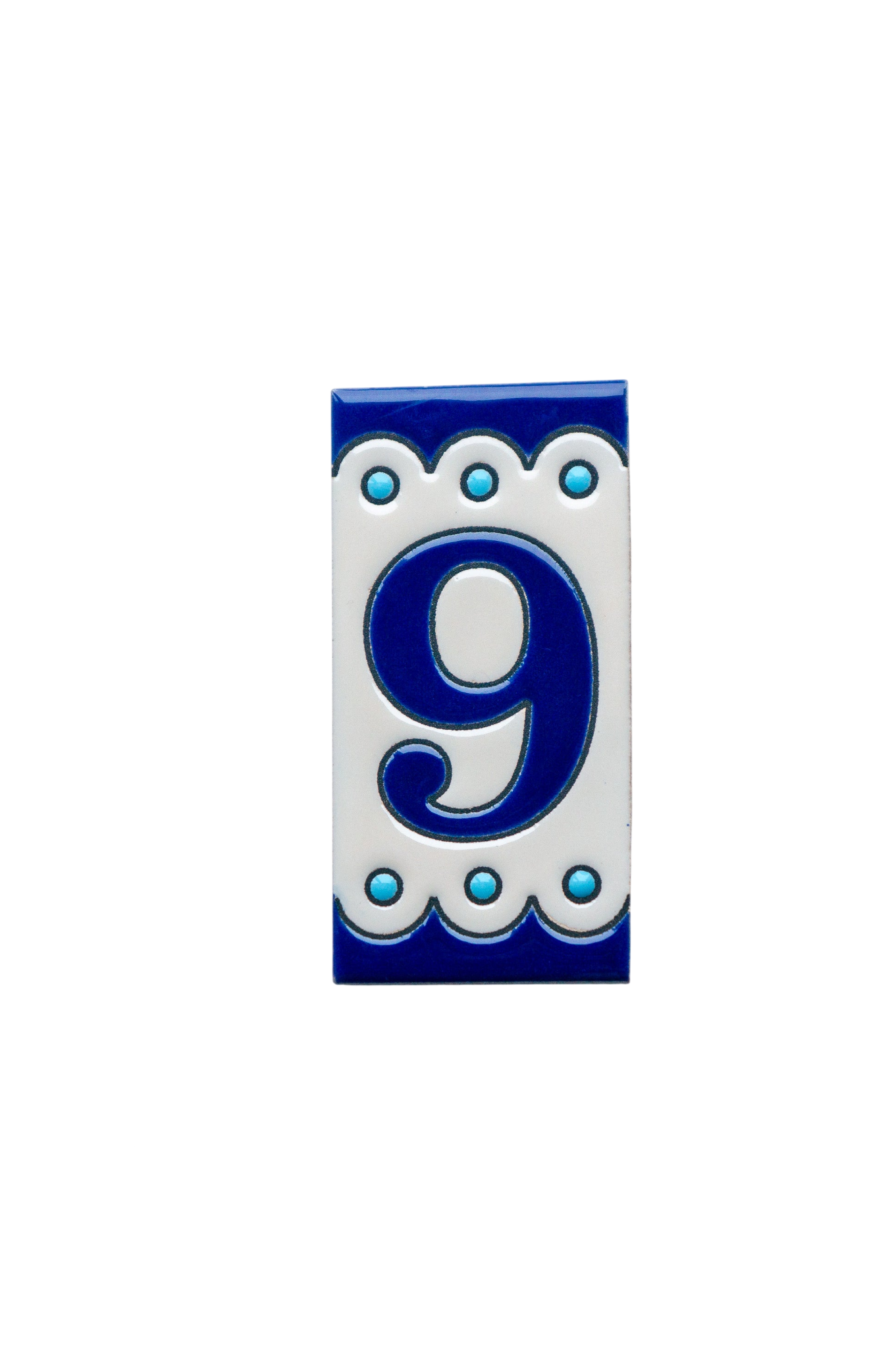 Desora Blue | Ceramic Door Number Tile & Frame – 5.5cm x 11cm (2.17" x 4.33")