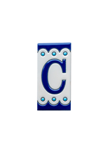 Desora Blue | Ceramic Door Number Tile & Frame – 5.5cm x 11cm (2.17" x 4.33")