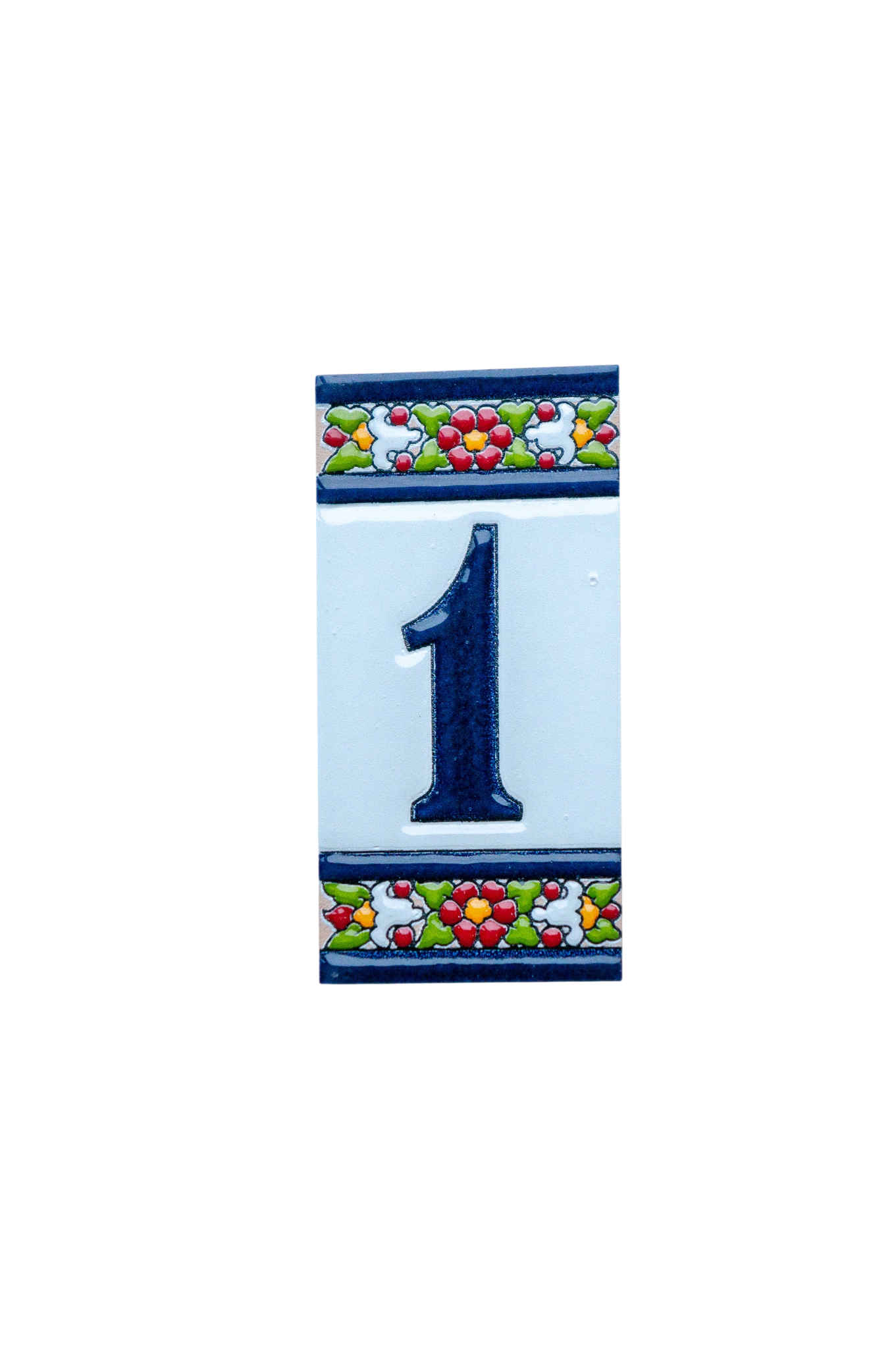 Large Floral | Ceramic Door Number Tile & Frame – 5.5cm x 11cm (2.17" x 4.33")