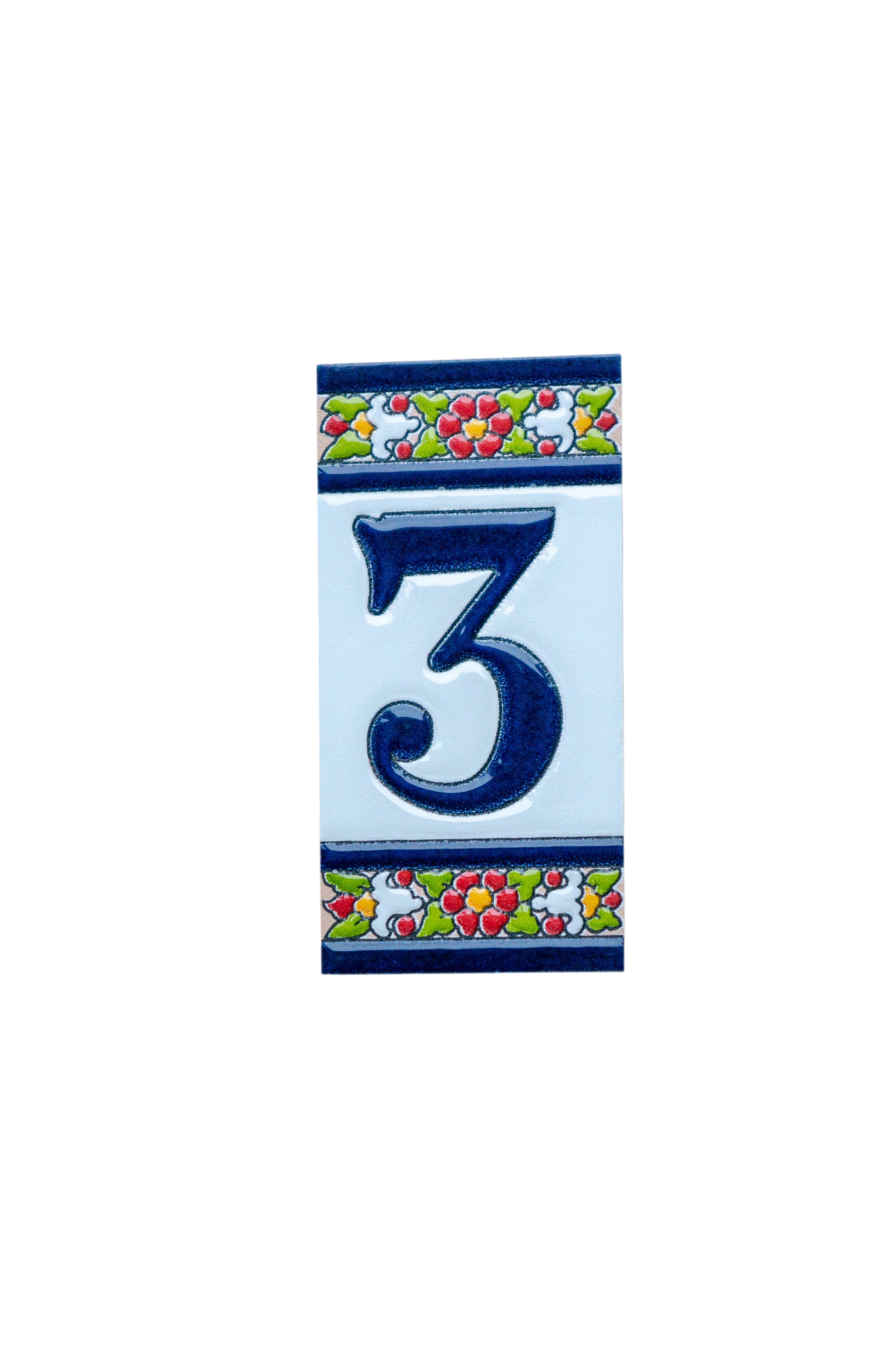 Large Floral | Ceramic Door Number Tile & Frame – 5.5cm x 11cm (2.17" x 4.33")