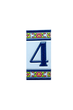 Large Floral | Ceramic Door Number Tile & Frame – 5.5cm x 11cm (2.17" x 4.33")