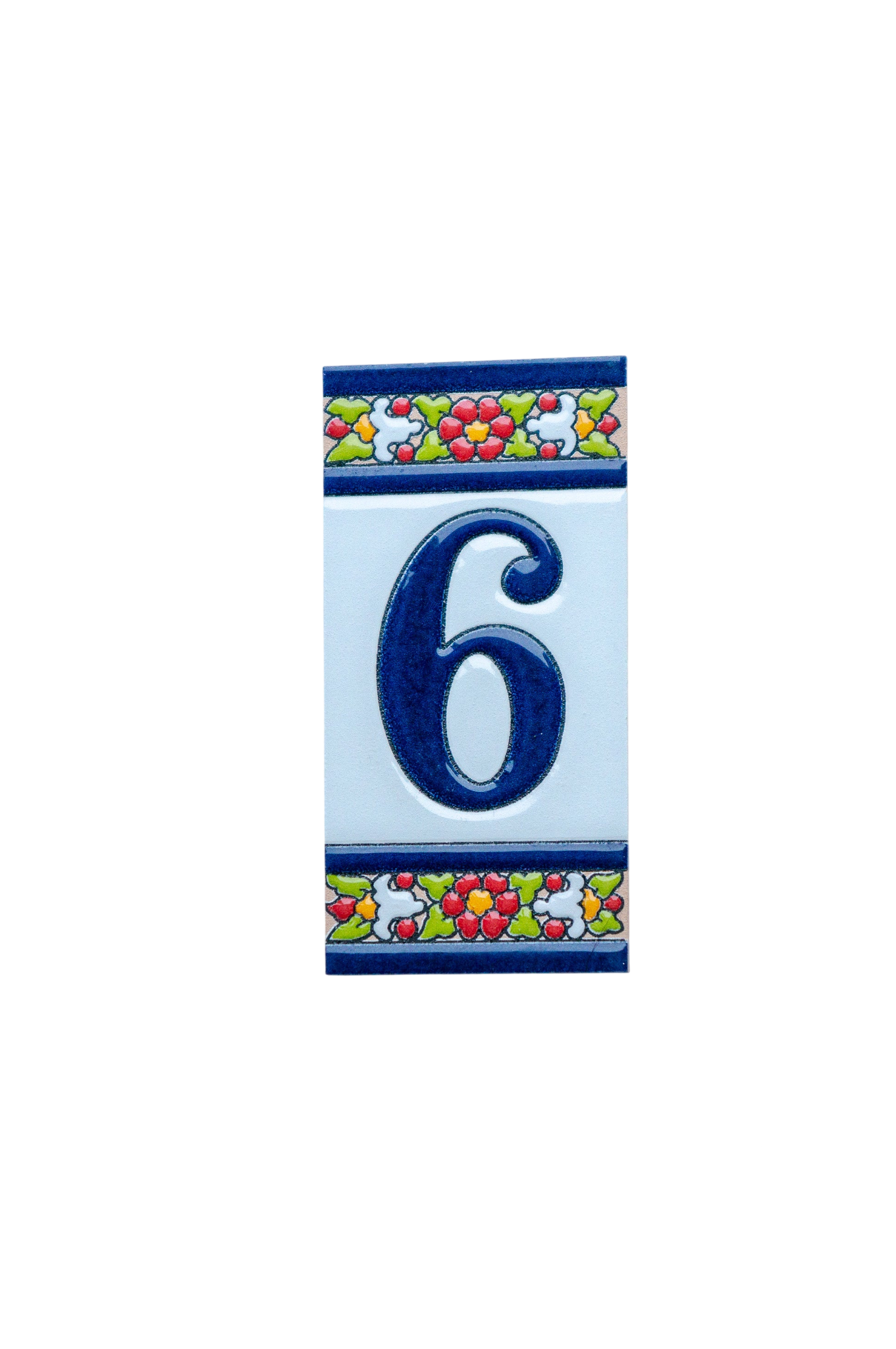Large Floral | Ceramic Door Number Tile & Frame – 5.5cm x 11cm (2.17" x 4.33")