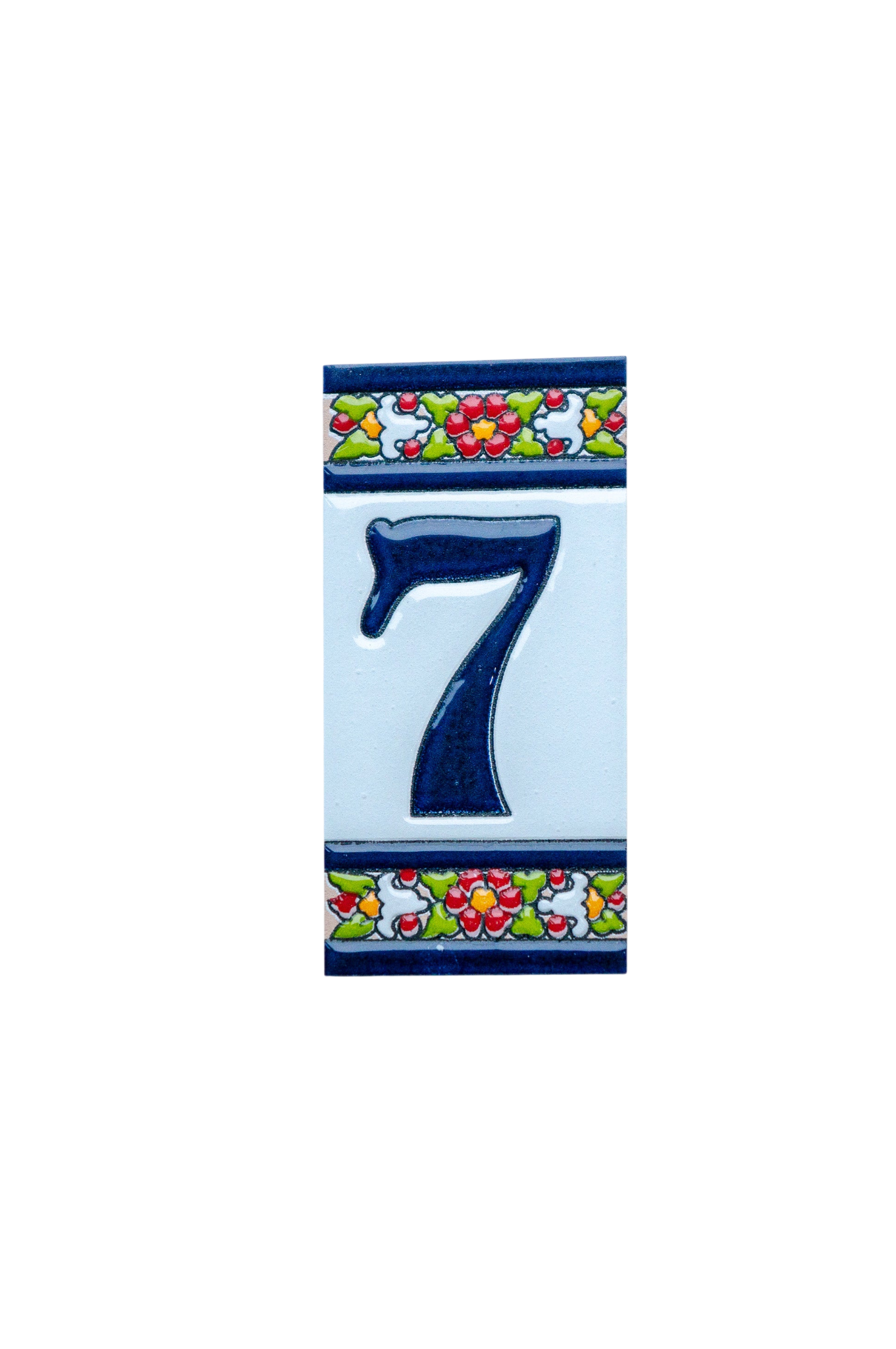 Large Floral | Ceramic Door Number Tile & Frame – 5.5cm x 11cm (2.17" x 4.33")