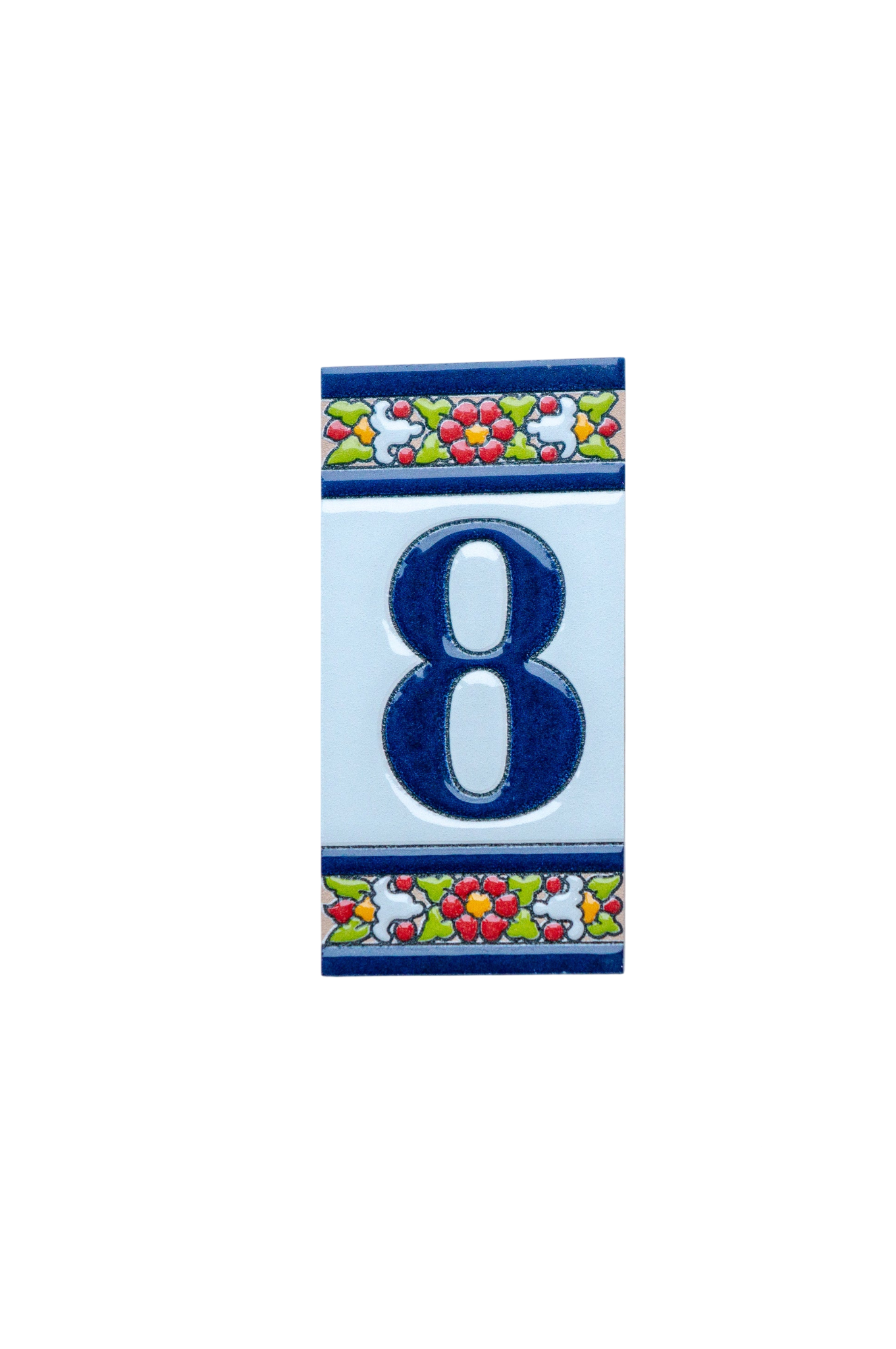 Large Floral | Ceramic Door Number Tile & Frame – 5.5cm x 11cm (2.17" x 4.33")