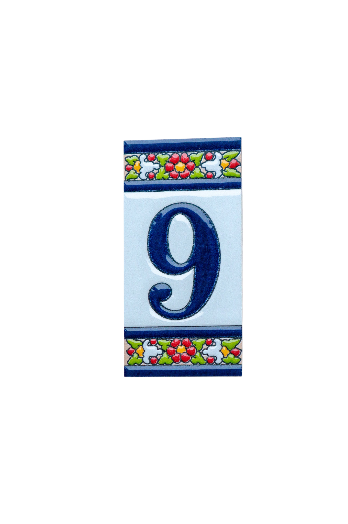 Large Floral | Ceramic Door Number Tile & Frame – 5.5cm x 11cm (2.17" x 4.33")