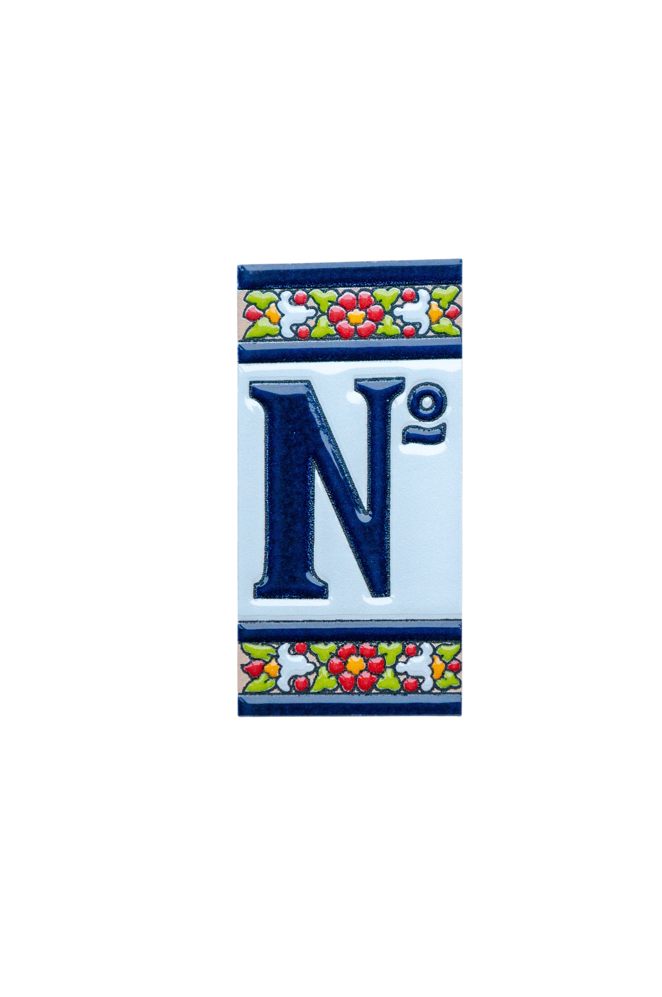 Large Floral | Ceramic Door Number Tile & Frame – 5.5cm x 11cm (2.17" x 4.33")