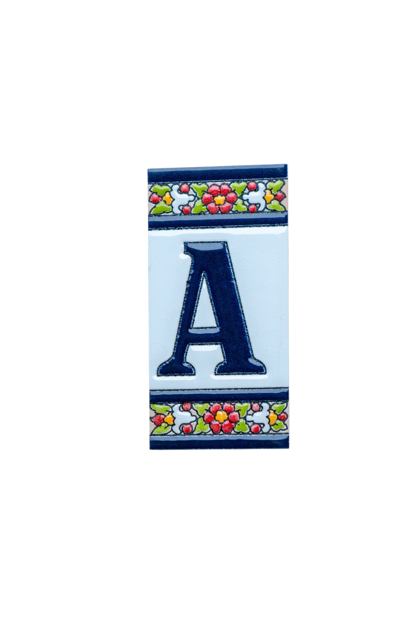 Large Floral | Ceramic Door Number Tile & Frame – 5.5cm x 11cm (2.17" x 4.33")