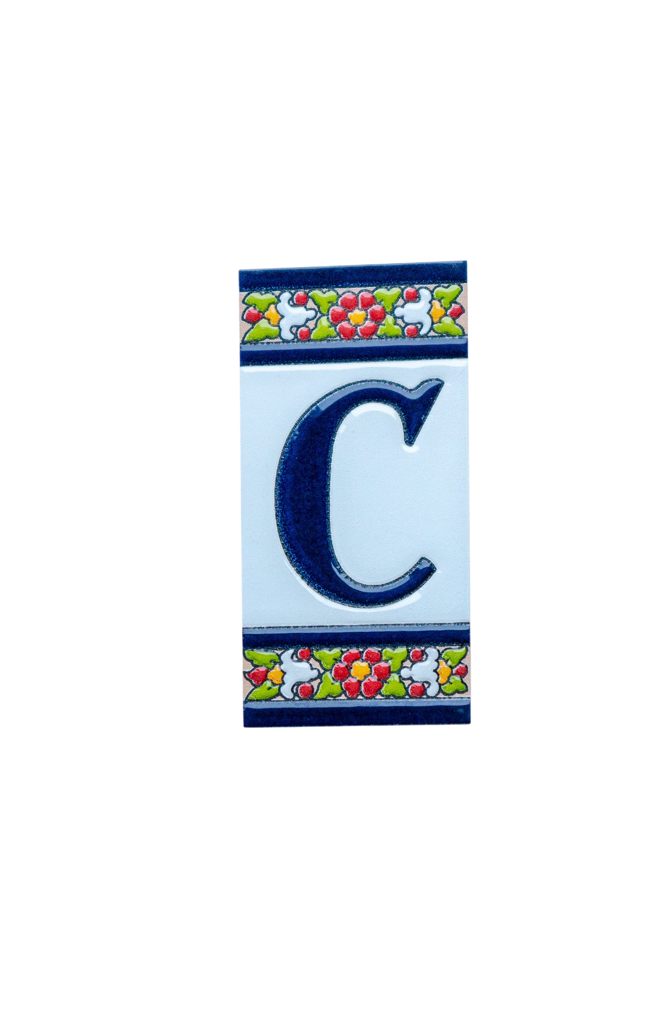 Large Floral | Ceramic Door Number Tile & Frame – 5.5cm x 11cm (2.17" x 4.33")