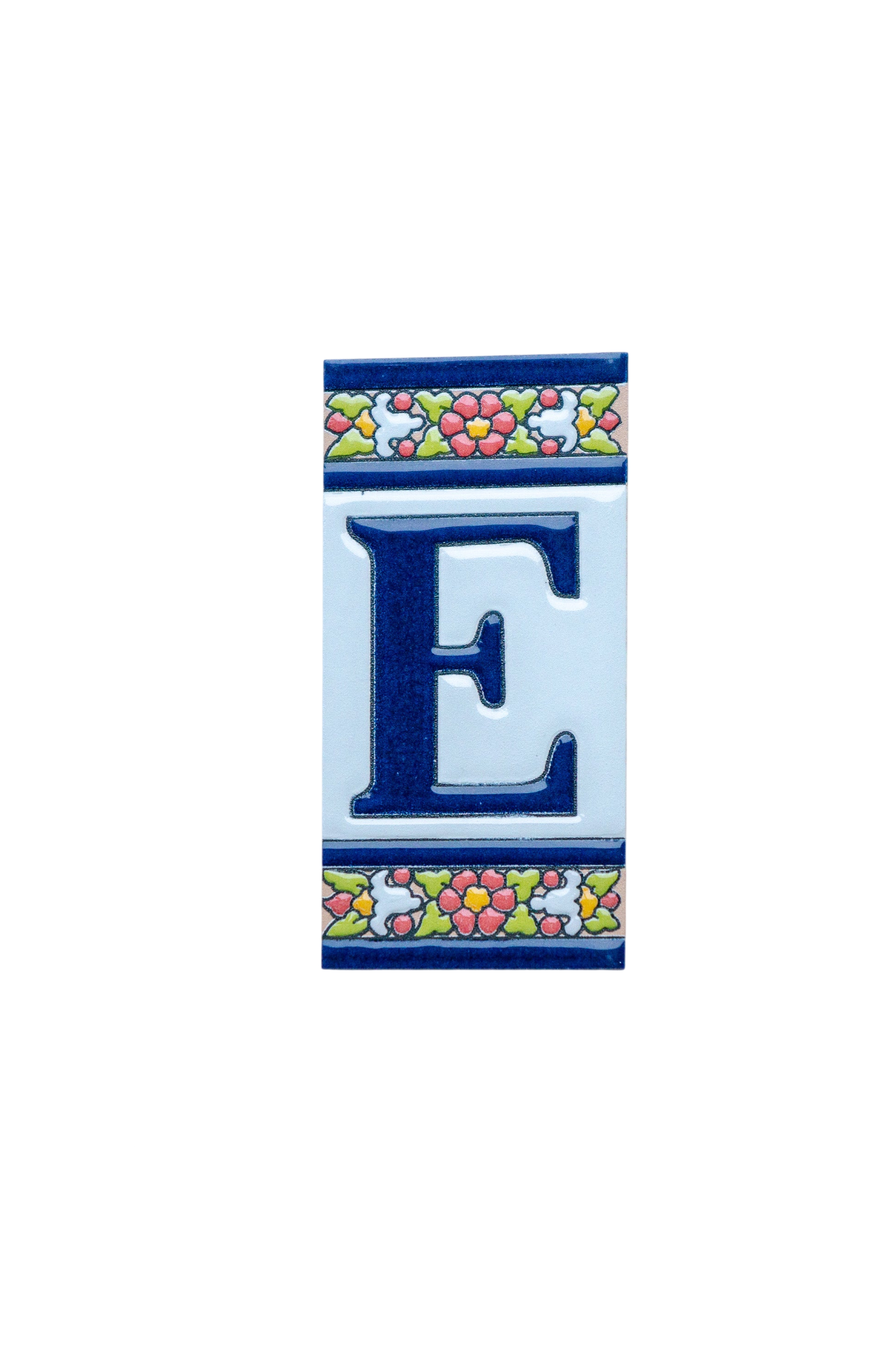 Large Floral | Ceramic Door Number Tile & Frame – 5.5cm x 11cm (2.17" x 4.33")