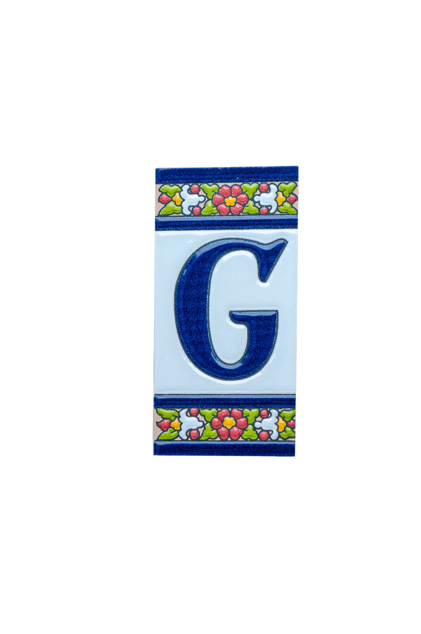 Large Floral | Ceramic Door Number Tile & Frame – 5.5cm x 11cm (2.17" x 4.33")