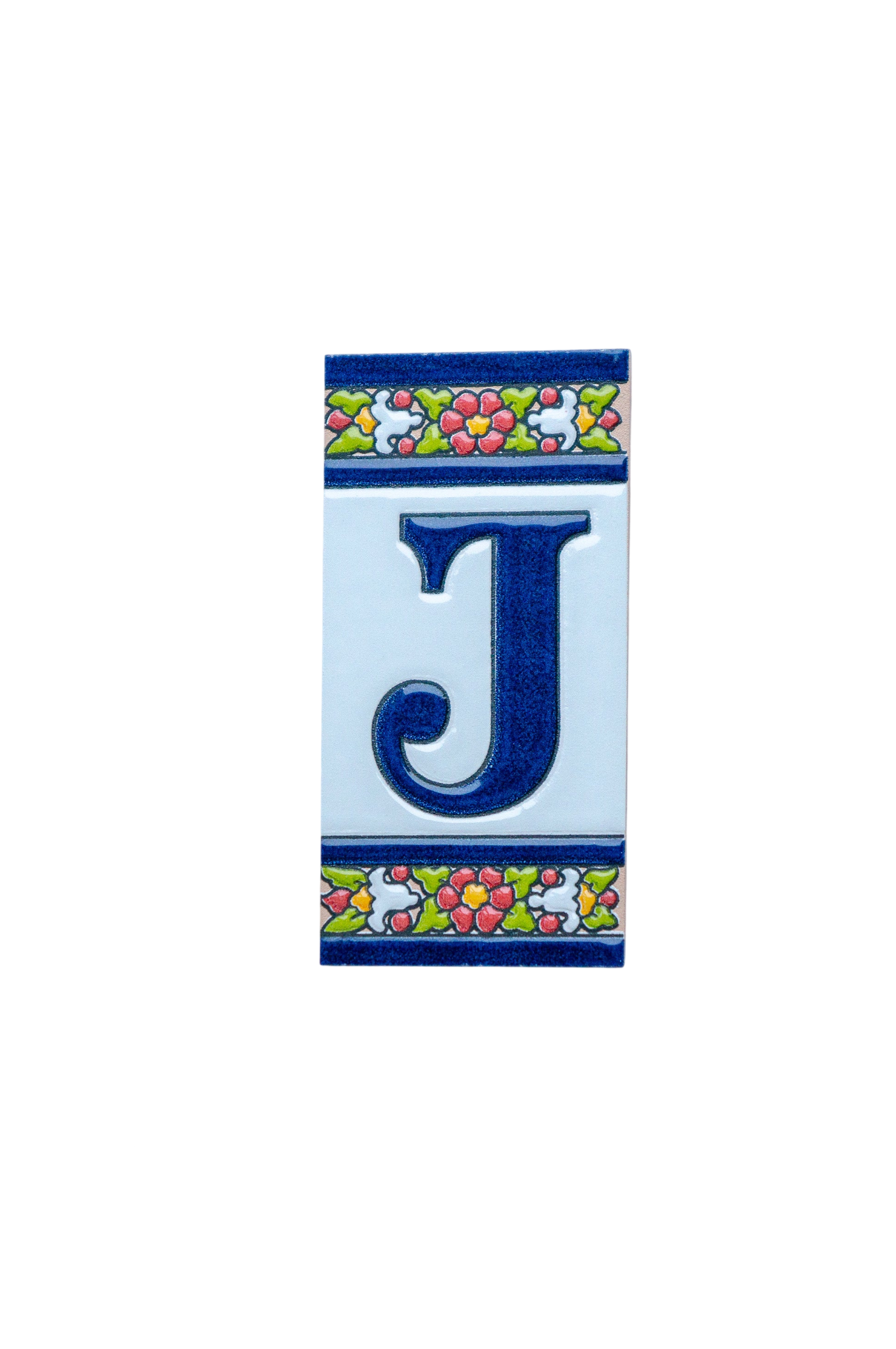 Large Floral | Ceramic Door Number Tile & Frame – 5.5cm x 11cm (2.17" x 4.33")