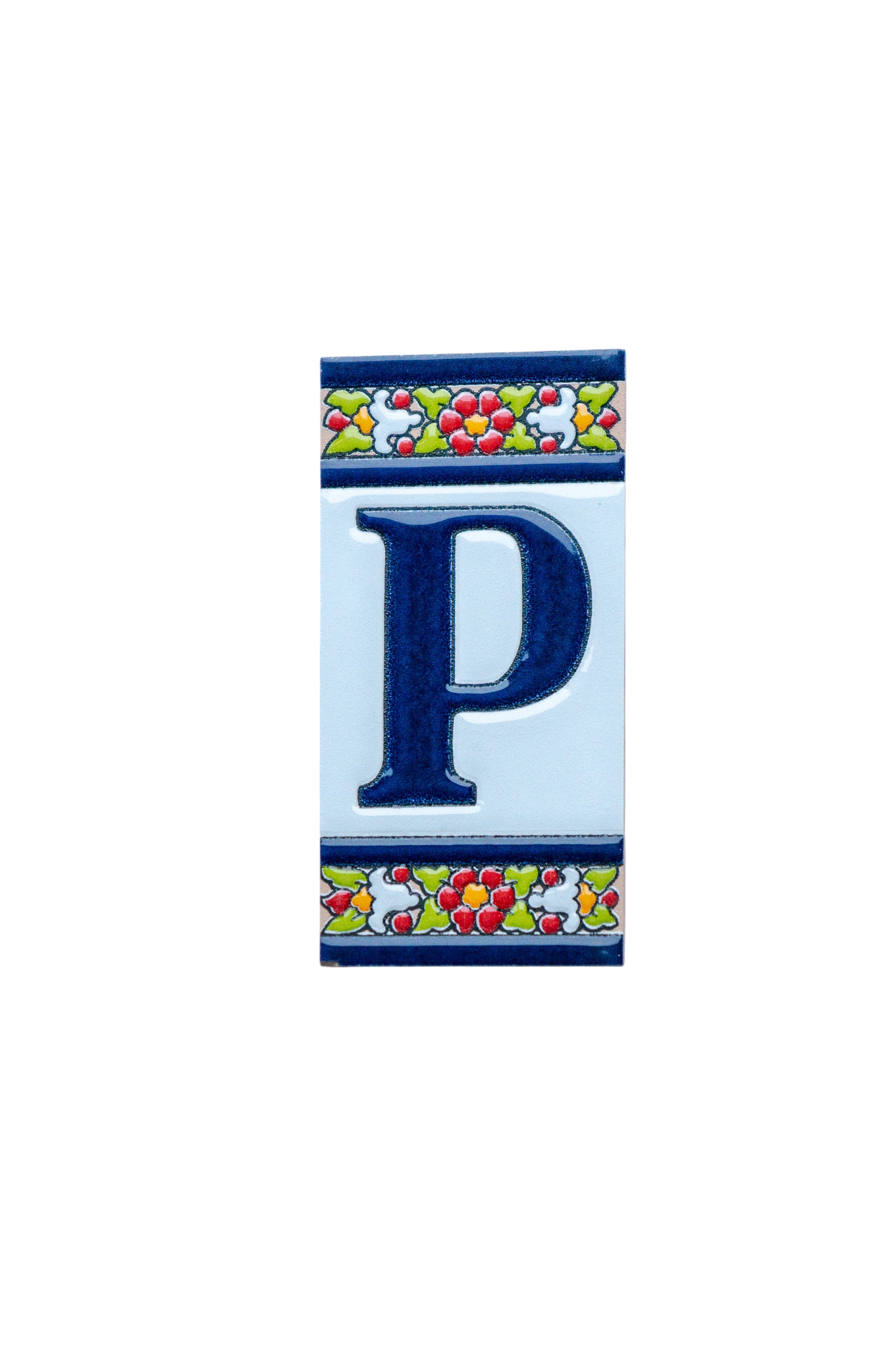 Large Floral | Ceramic Door Number Tile & Frame – 5.5cm x 11cm (2.17" x 4.33")