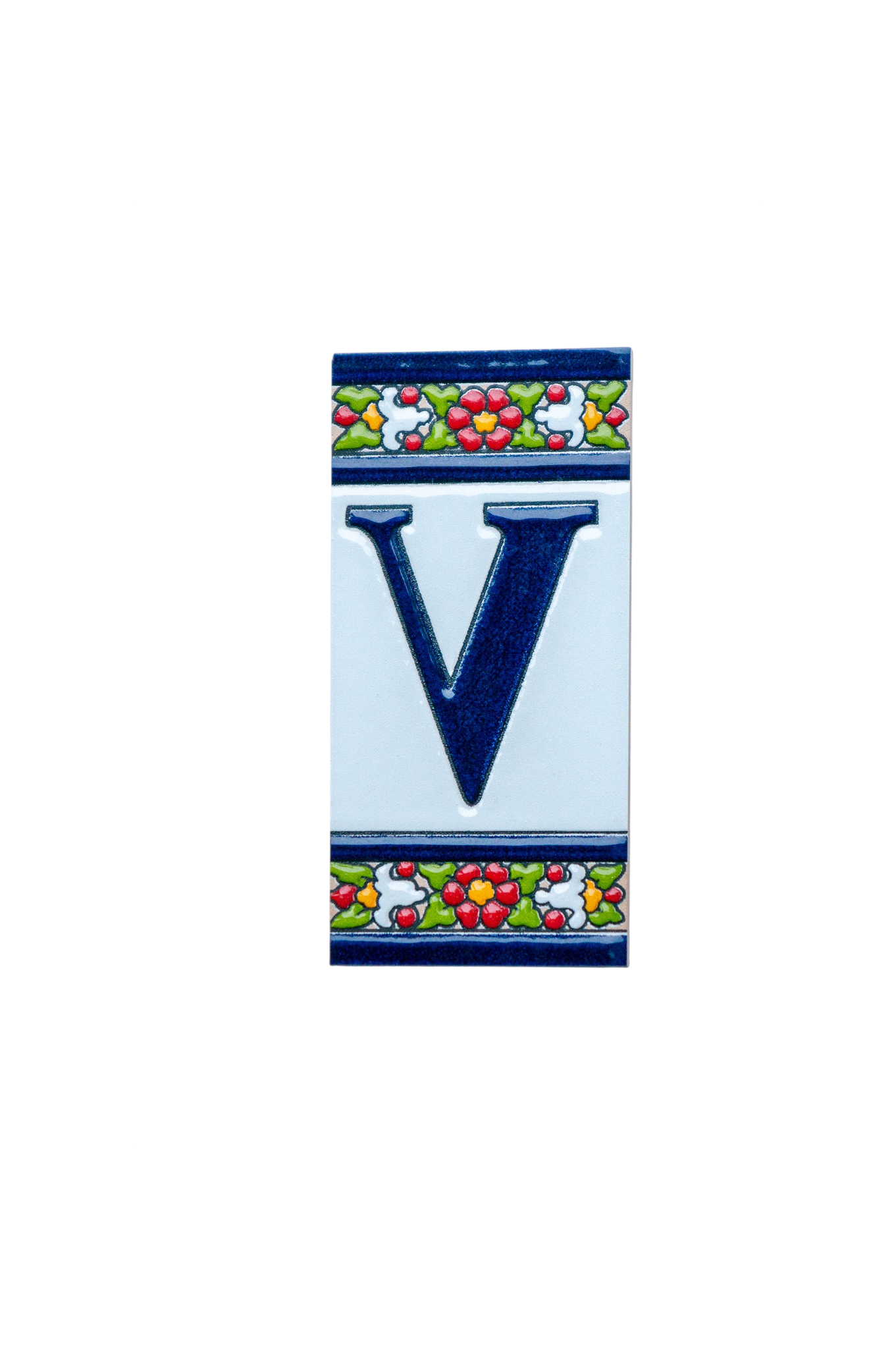 Large Floral | Ceramic Door Number Tile & Frame – 5.5cm x 11cm (2.17" x 4.33")