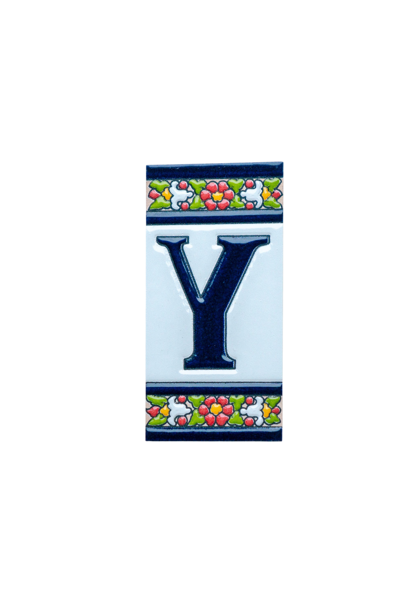 Large Floral | Ceramic Door Number Tile & Frame – 5.5cm x 11cm (2.17" x 4.33")