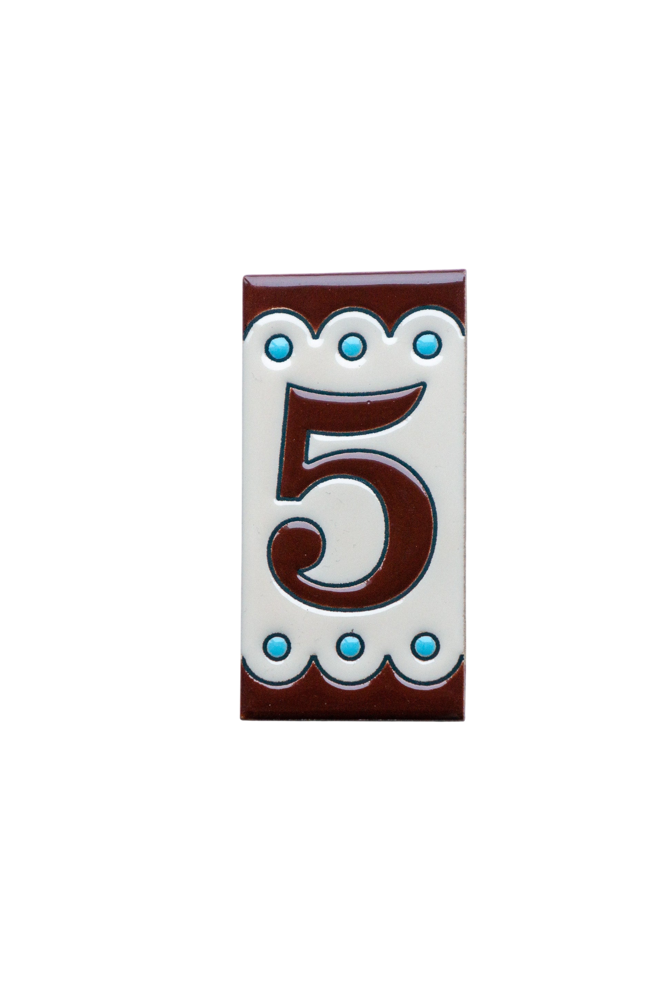 Desora Brown | Ceramic Door Number Tile & Frame – 5.5cm x 11cm (2.17" x 4.33")