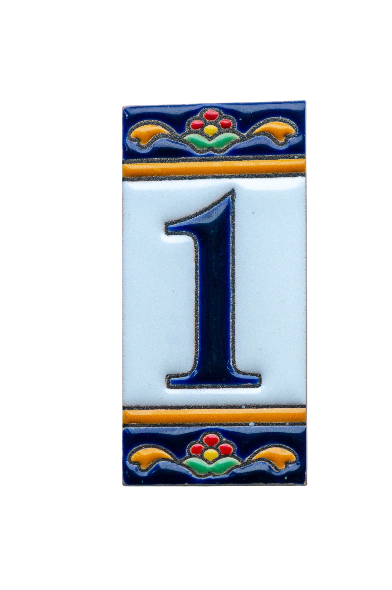 Marbella | Numéro de porte en céramique avec cadre – 5,5 cm x 11 cm (2,17 po x 4,33 po) 