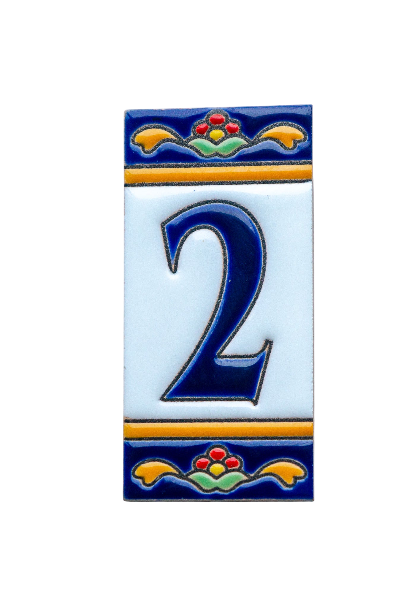 Marbella | Numéro de porte en céramique avec cadre – 5,5 cm x 11 cm (2,17 po x 4,33 po) 