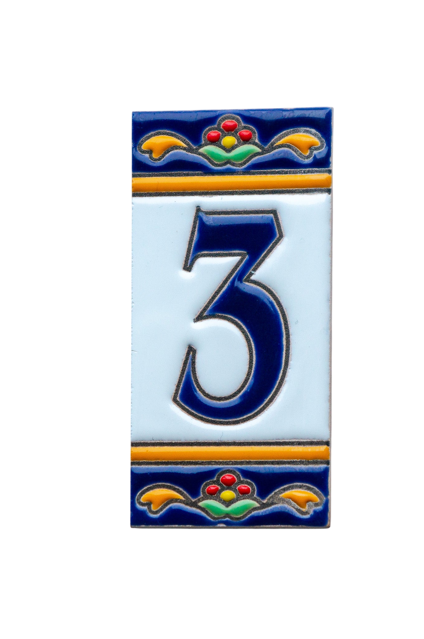 Marbella | Numéro de porte en céramique avec cadre – 5,5 cm x 11 cm (2,17 po x 4,33 po) 