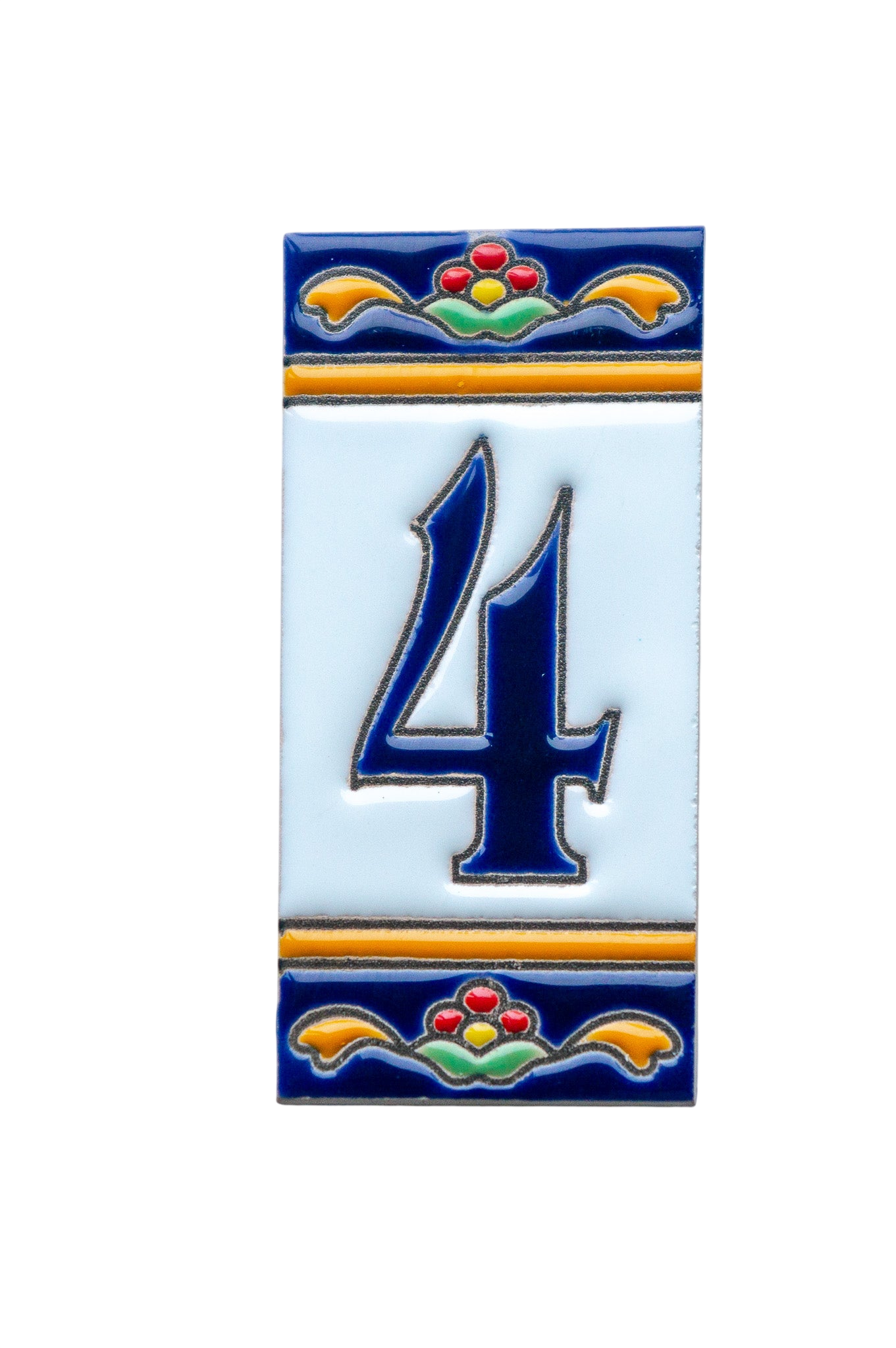 Marbella | Numéro de porte en céramique avec cadre – 5,5 cm x 11 cm (2,17 po x 4,33 po) 