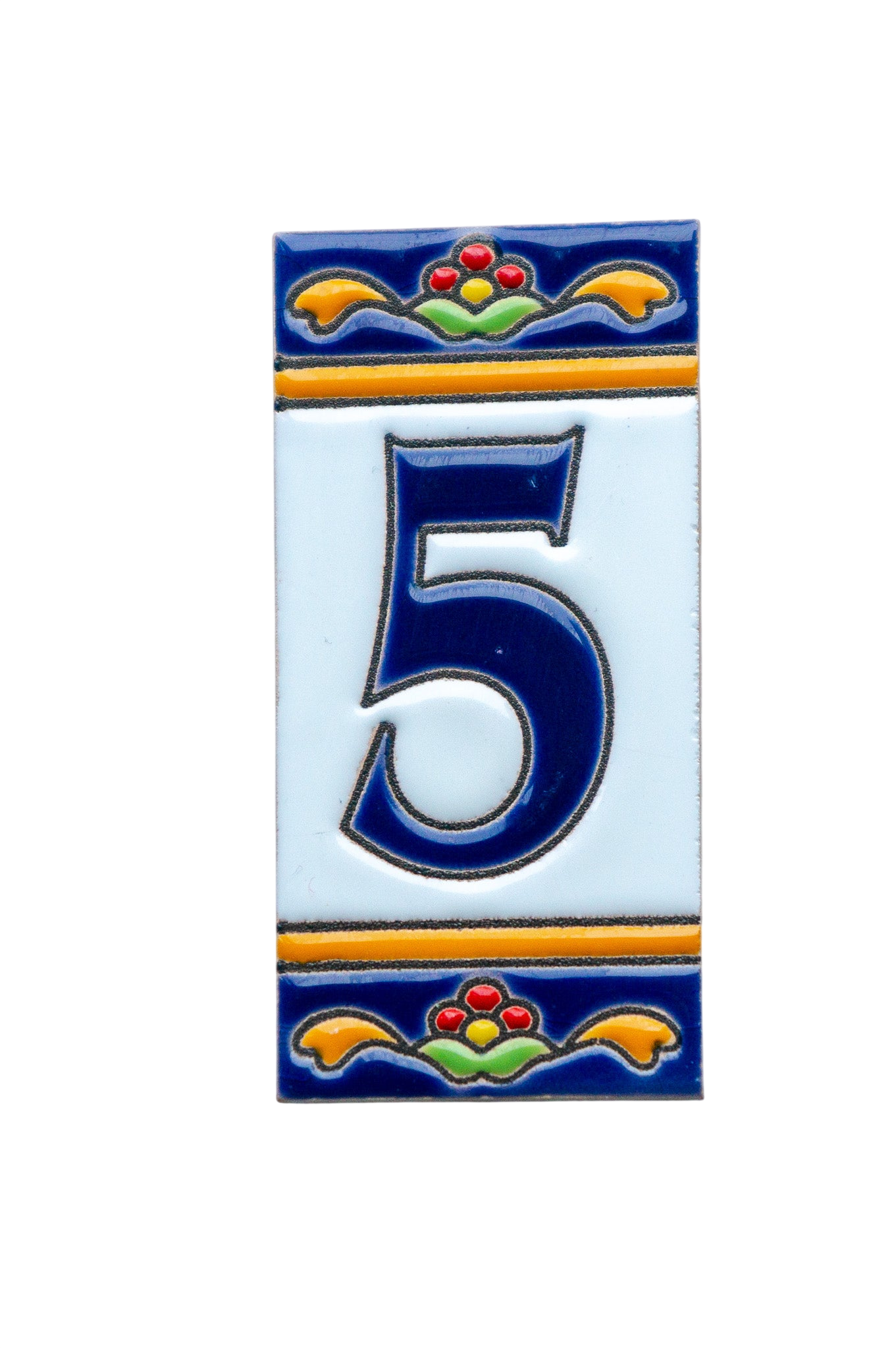 Marbella | Numéro de porte en céramique avec cadre – 5,5 cm x 11 cm (2,17 po x 4,33 po) 