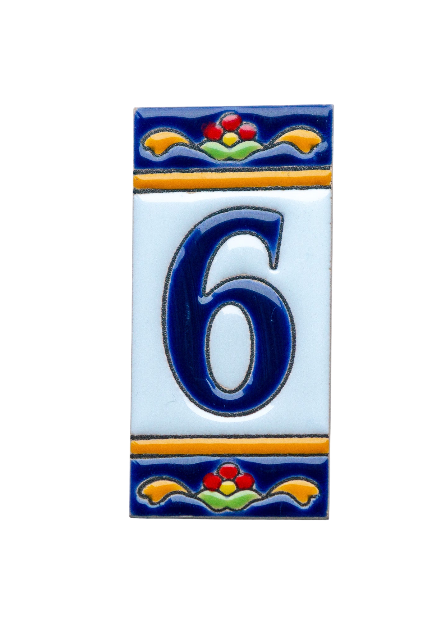 Marbella | Numéro de porte en céramique avec cadre – 5,5 cm x 11 cm (2,17 po x 4,33 po) 