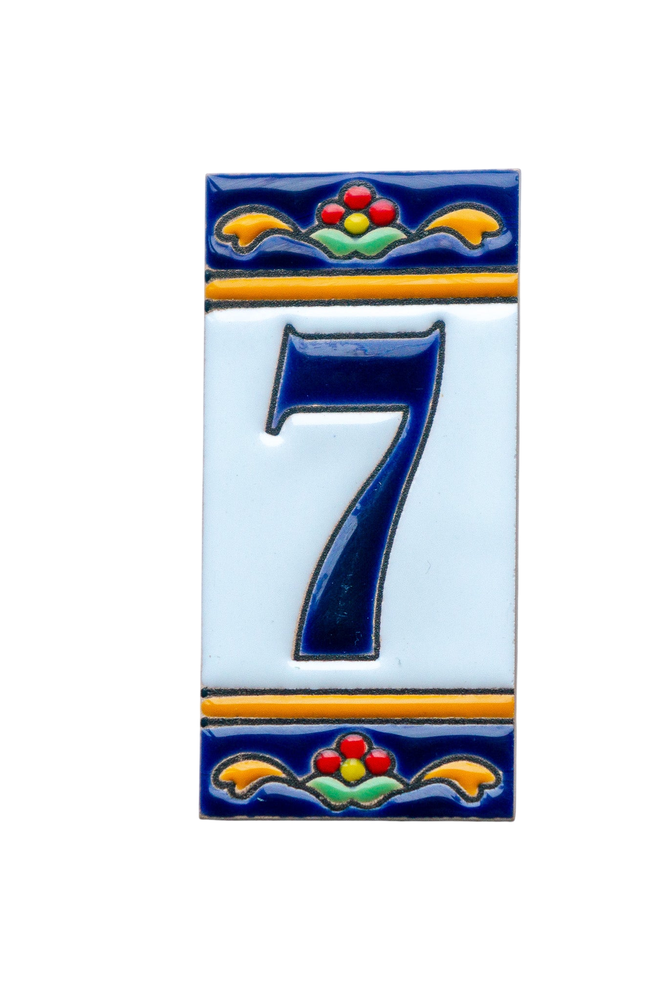 Marbella | Numéro de porte en céramique avec cadre – 5,5 cm x 11 cm (2,17 po x 4,33 po) 