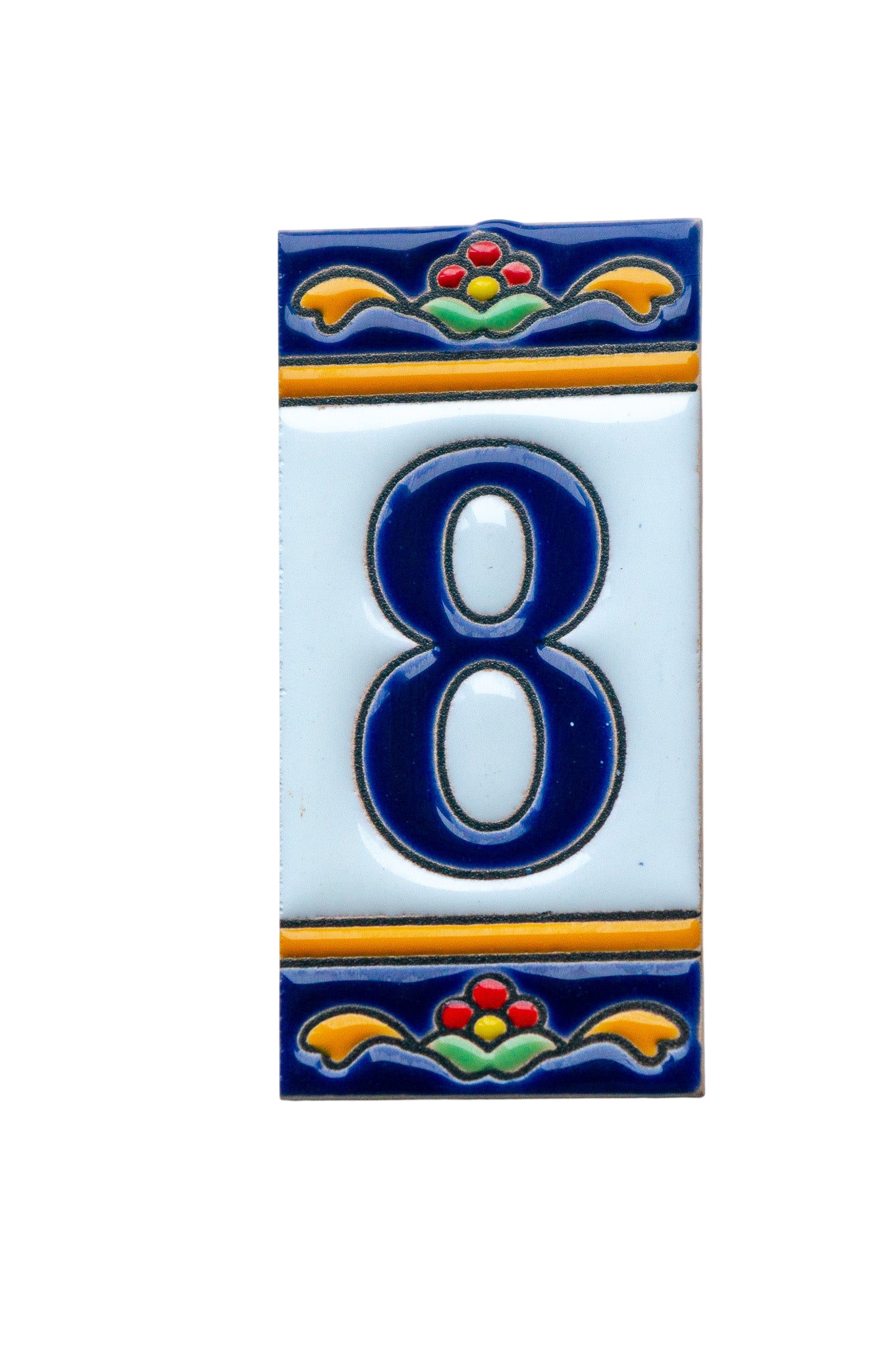 Marbella | Numéro de porte en céramique avec cadre – 5,5 cm x 11 cm (2,17 po x 4,33 po) 