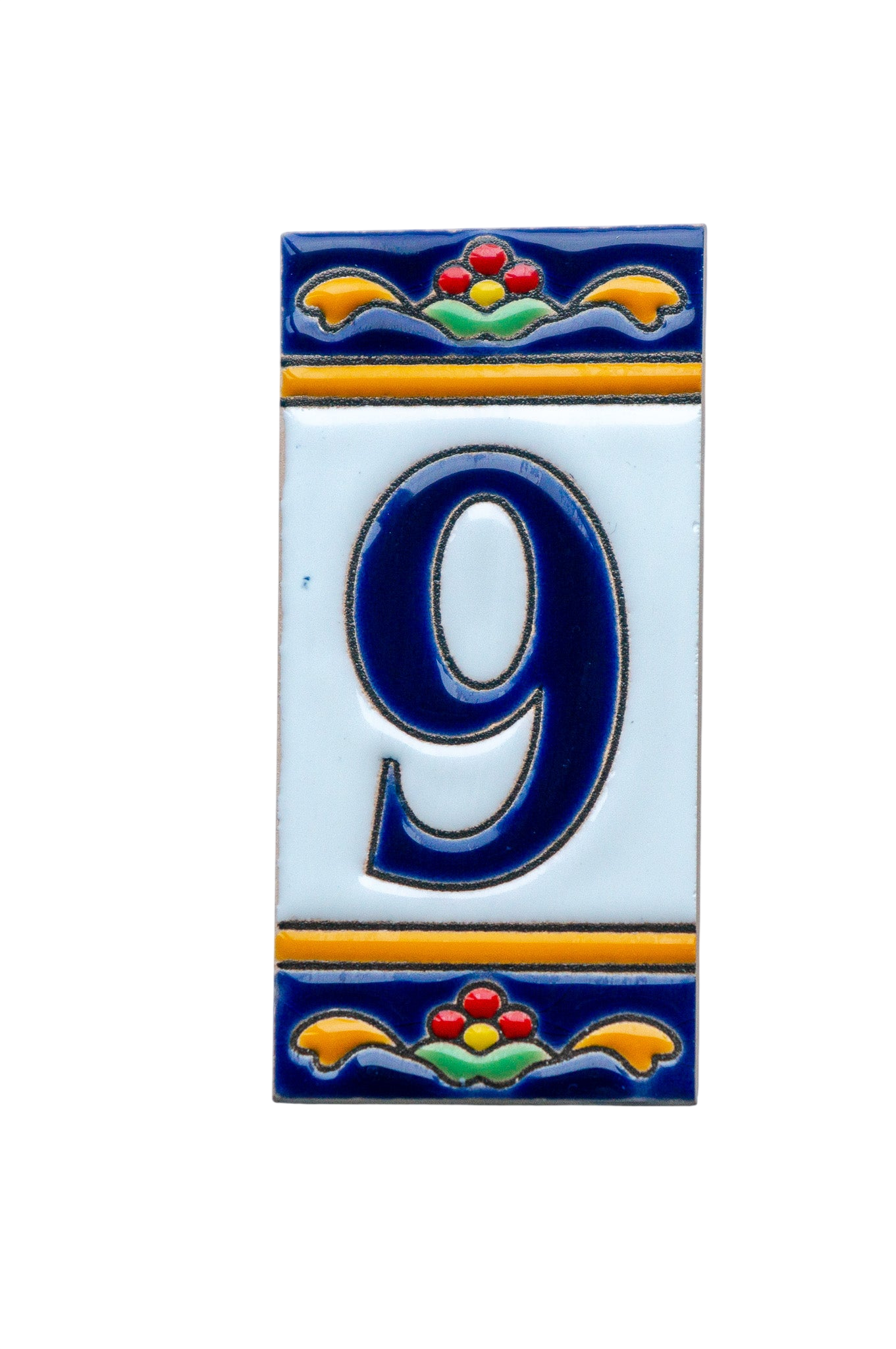 Marbella | Numéro de porte en céramique avec cadre – 5,5 cm x 11 cm (2,17 po x 4,33 po) 