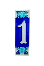 Sapphire Rose | Numéro de porte en céramique avec cadre – 4,7 cm x 15 cm (1,85 po x 5,91 po)