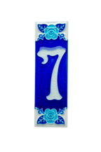 Sapphire Rose | Numéro de porte en céramique avec cadre – 4,7 cm x 15 cm (1,85 po x 5,91 po)