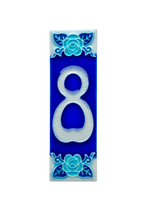 Sapphire Rose | Numéro de porte en céramique avec cadre – 4,7 cm x 15 cm (1,85 po x 5,91 po)