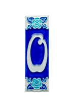 Sapphire Rose | Numéro de porte en céramique avec cadre – 4,7 cm x 15 cm (1,85 po x 5,91 po)